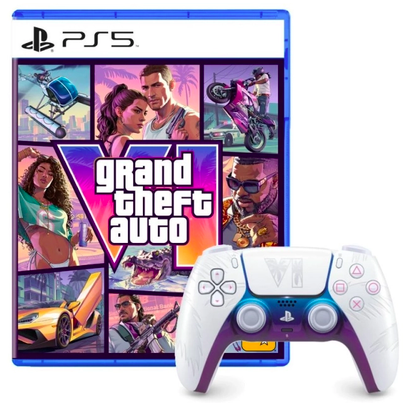 PS5 DualSense 無線控制器 (Grand Theft Auto VI  限量版) + PS5 Grand Theft Auto VI 遊戲