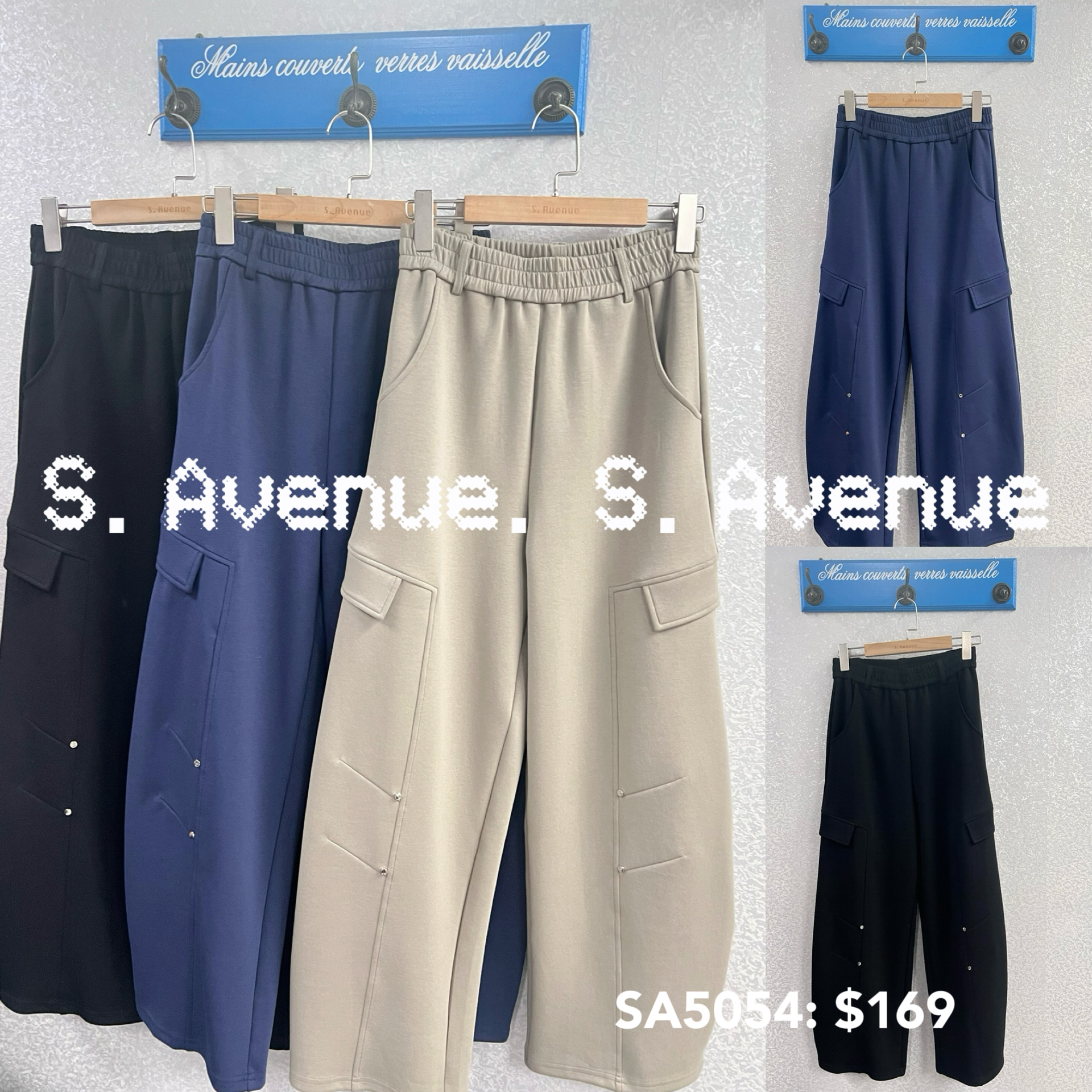 SA5054: 橡筋腰側假軍袋型款彎刀褲