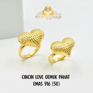 MYDORA Cincin Love Gemuk Pahat (5G) l EMAS 916/22K