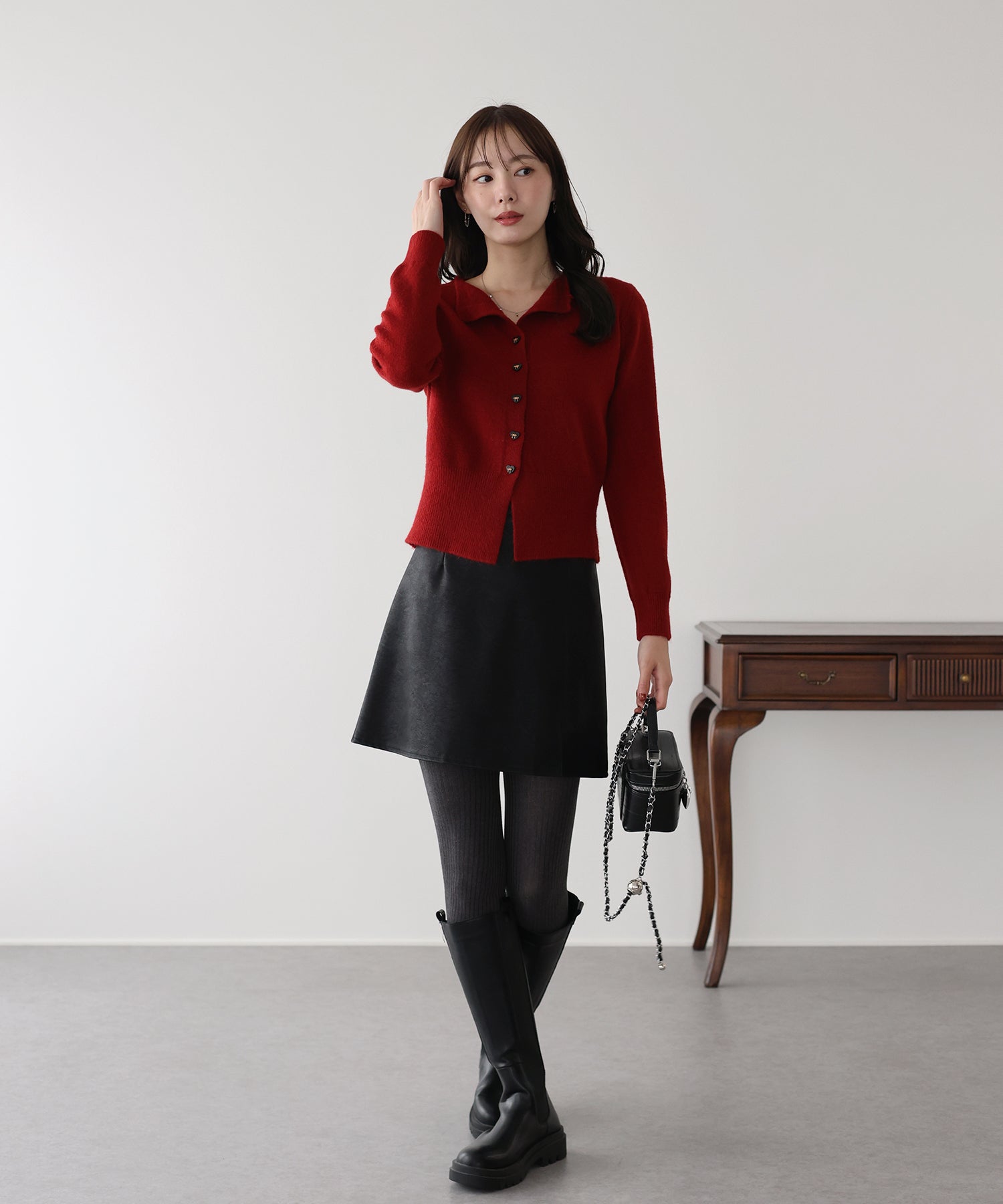 <JP> Soft Heart Bowknot Polo Knit * 4色入 <預購>