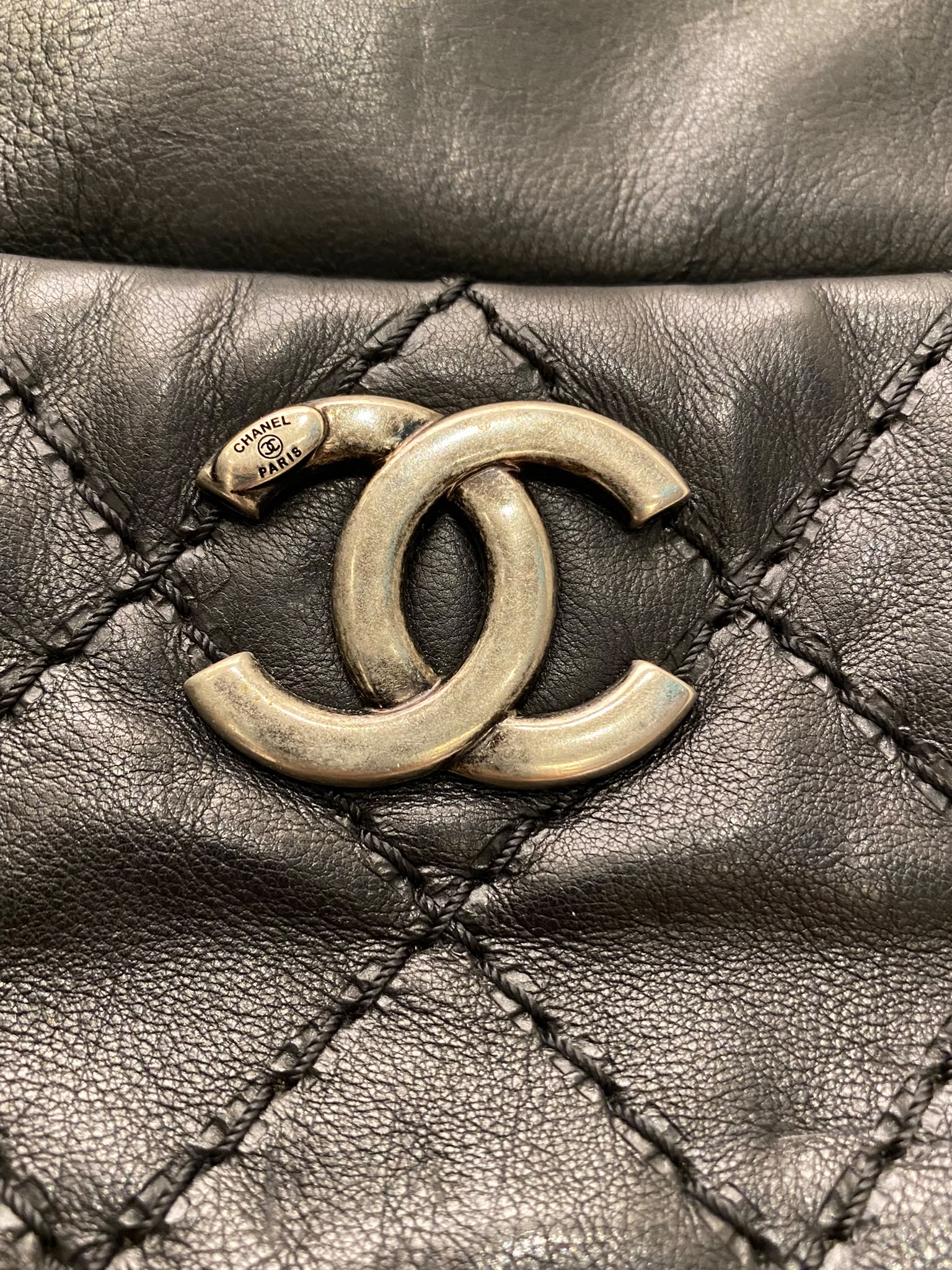 Chanel Quilted Crumpled Calfskin Tote Bag