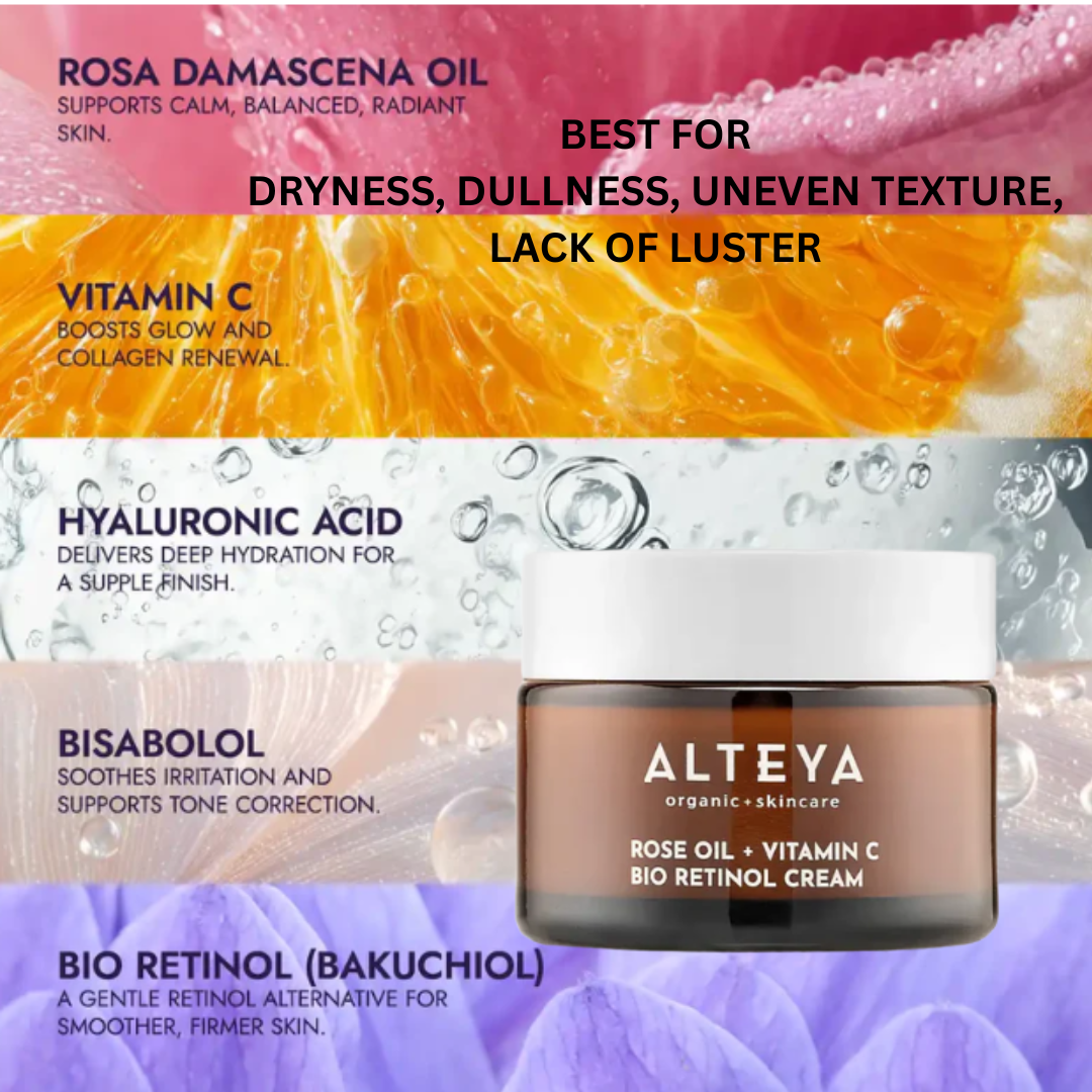 ALTEYA Organic Rose Oil + Vitamin C Bio Retinol Cream 有機玫瑰彩虹藻抗老去黃面霜 50ml