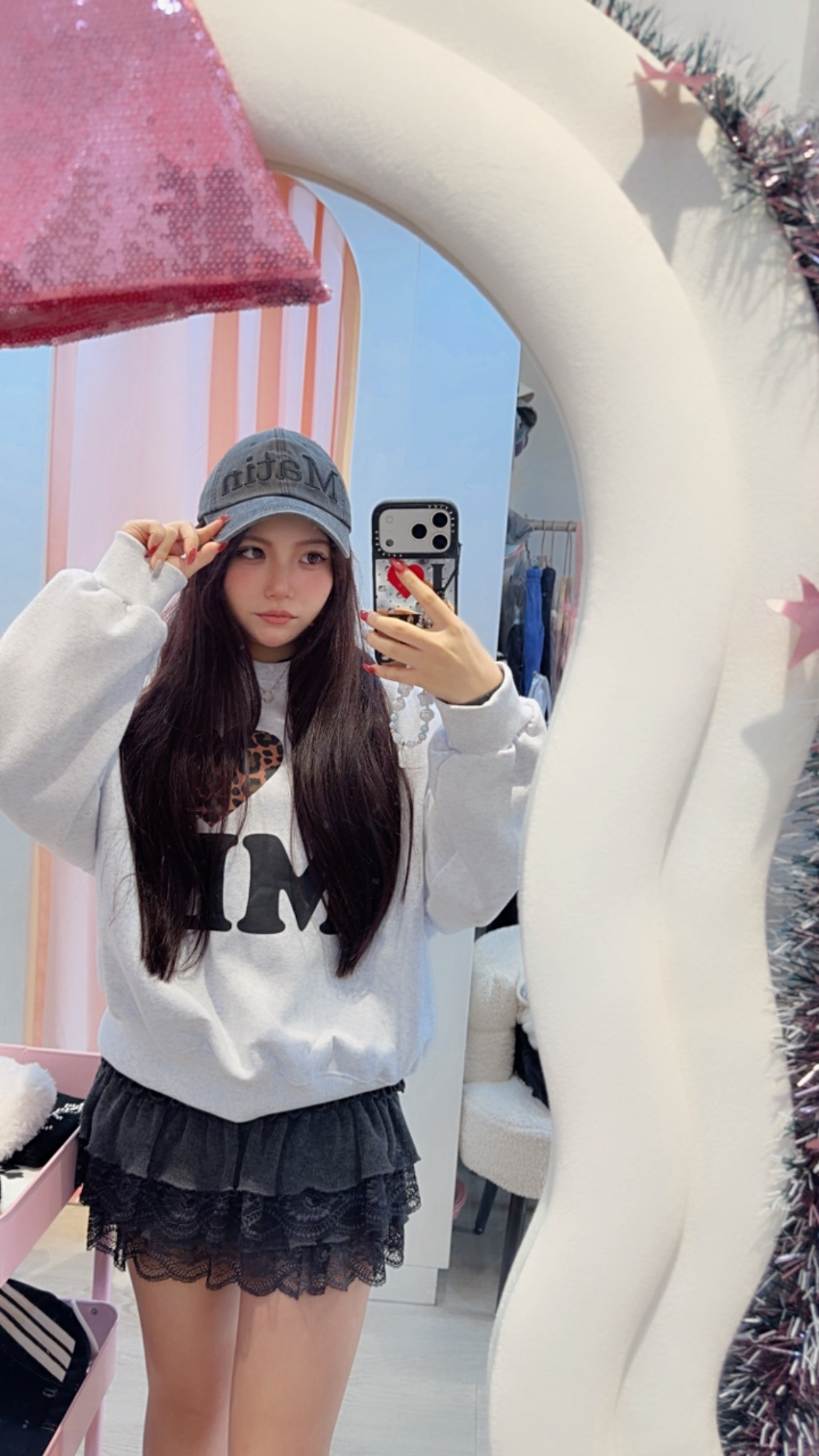 已售罄❌韓國I ❤️ ME豹紋心心衛衣(薄絨毛質地)