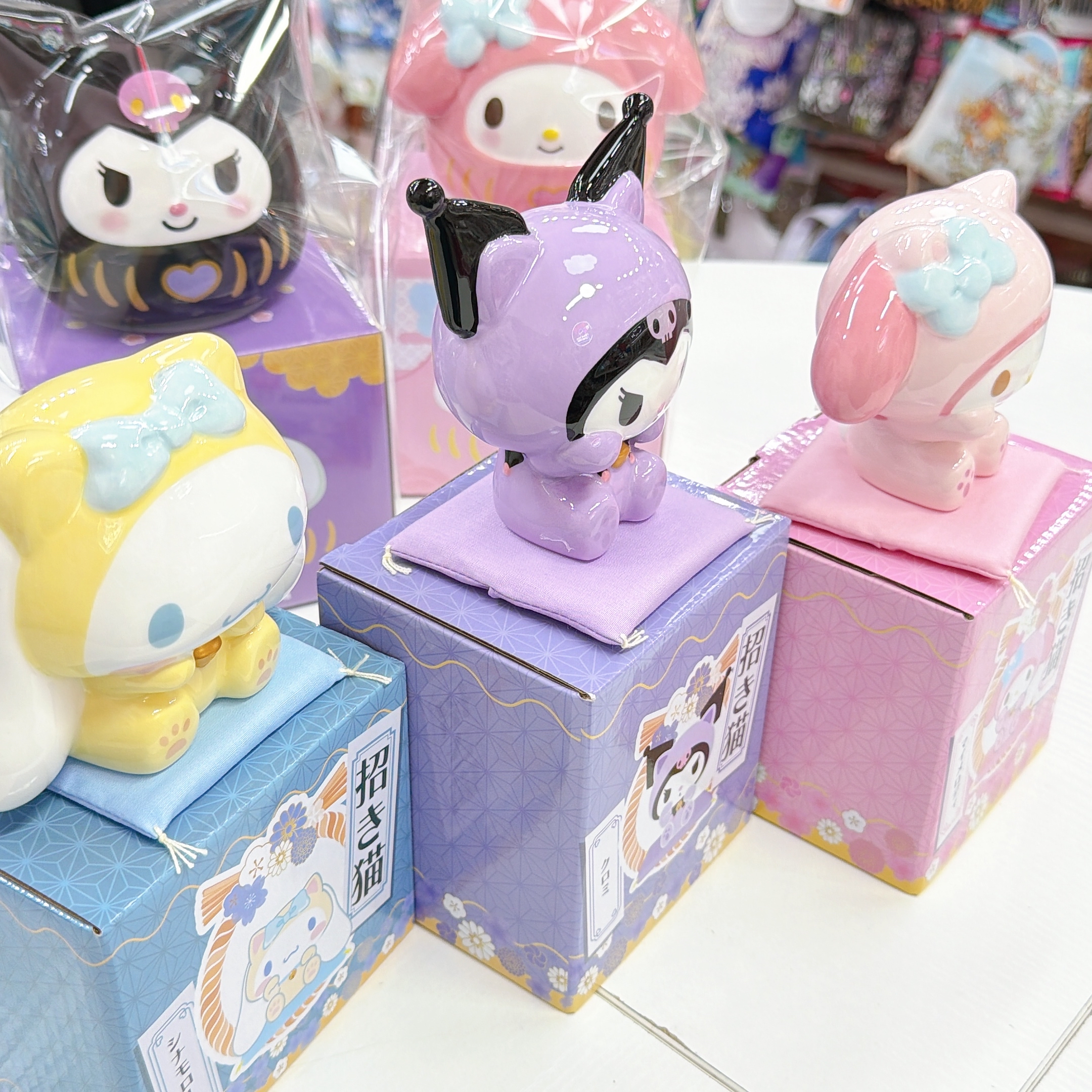 日本直送Sanrio  Melody Kuromi肉桂狗招財貓陶瓷擺設