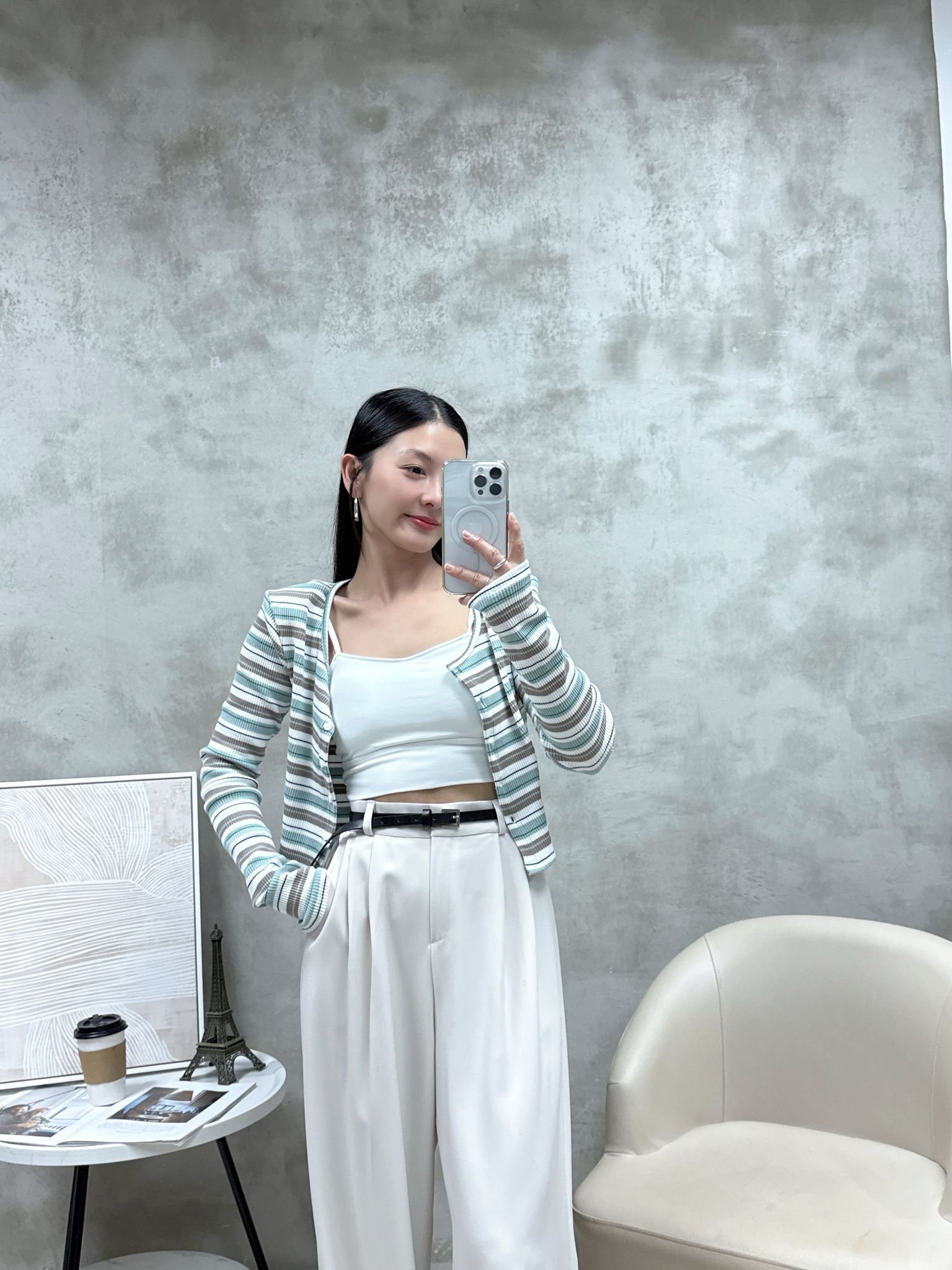 C04 拼色橫紋外套