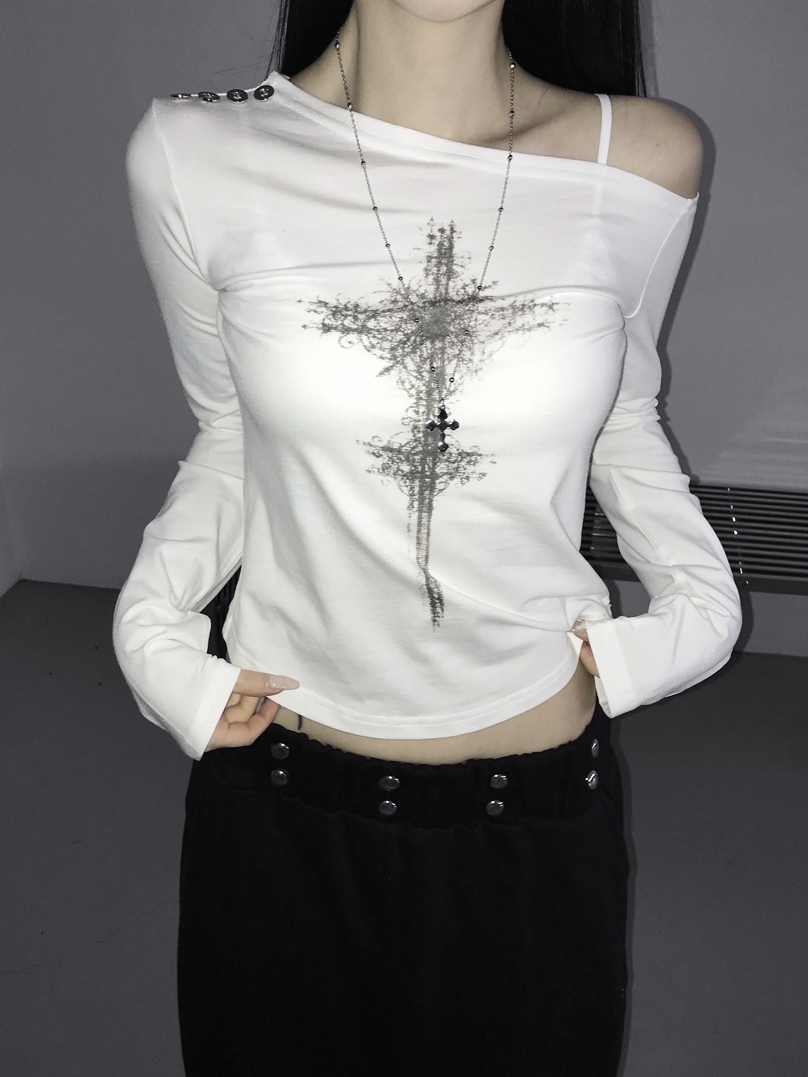 Asymmetric Gothic Cross Long Sleeve