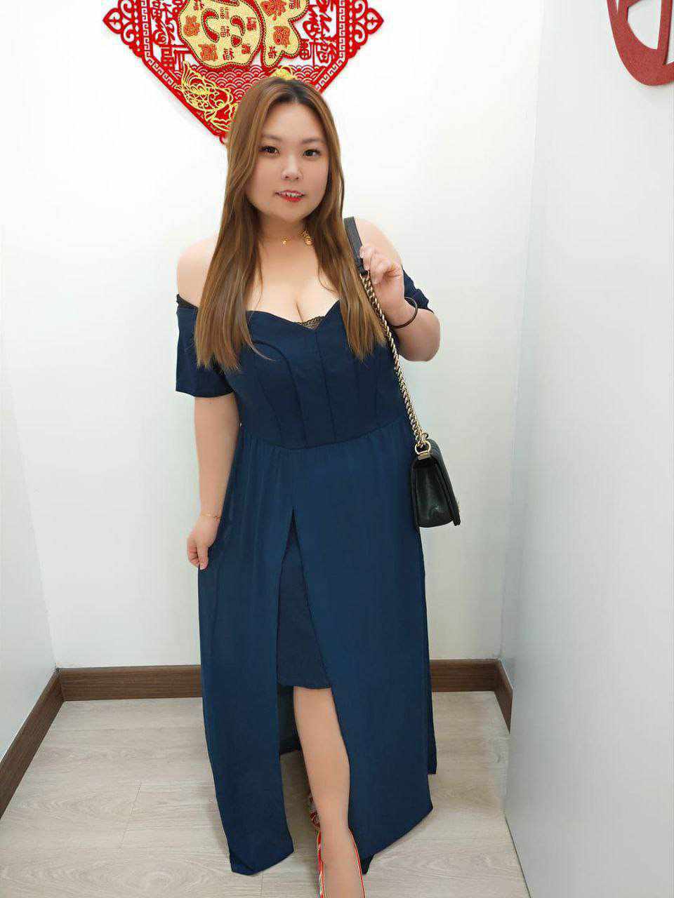 TT378 一字肩M领短袖长纱礼服