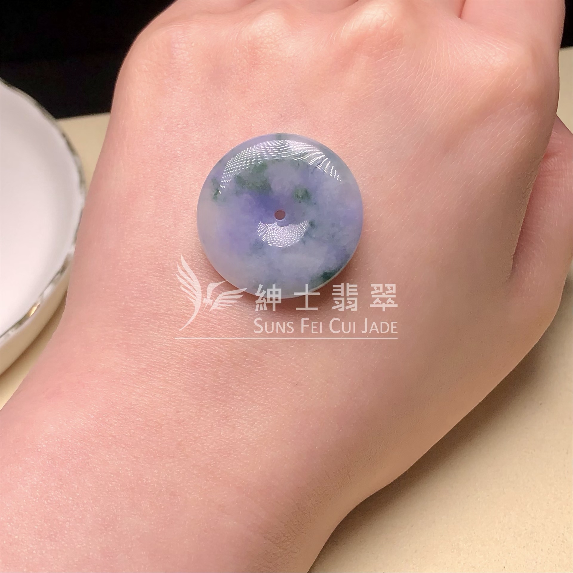 B08496 茄紫飄花平安扣