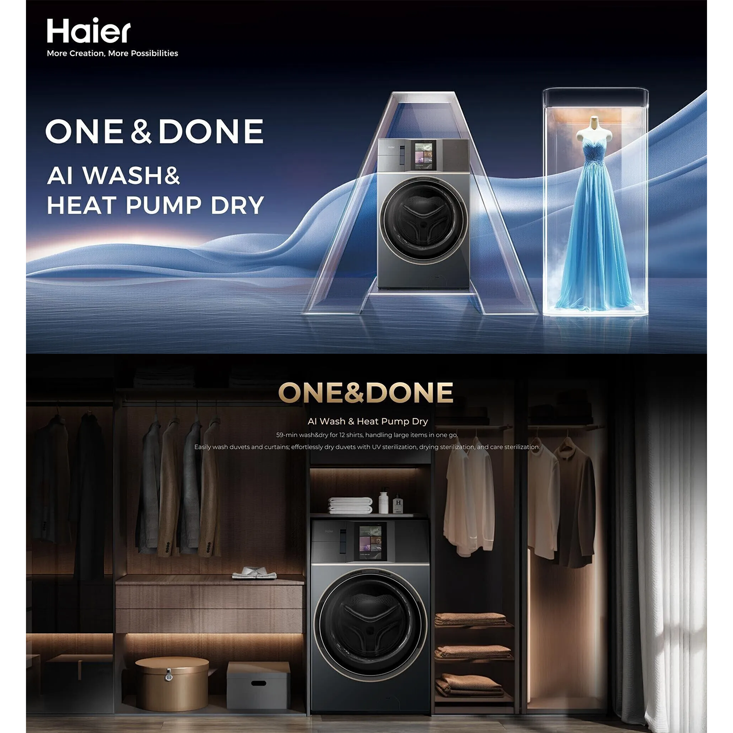 Haier 24kg/13kg Duo Drum Washer Dryer (HWD240-BD12LGNU1)