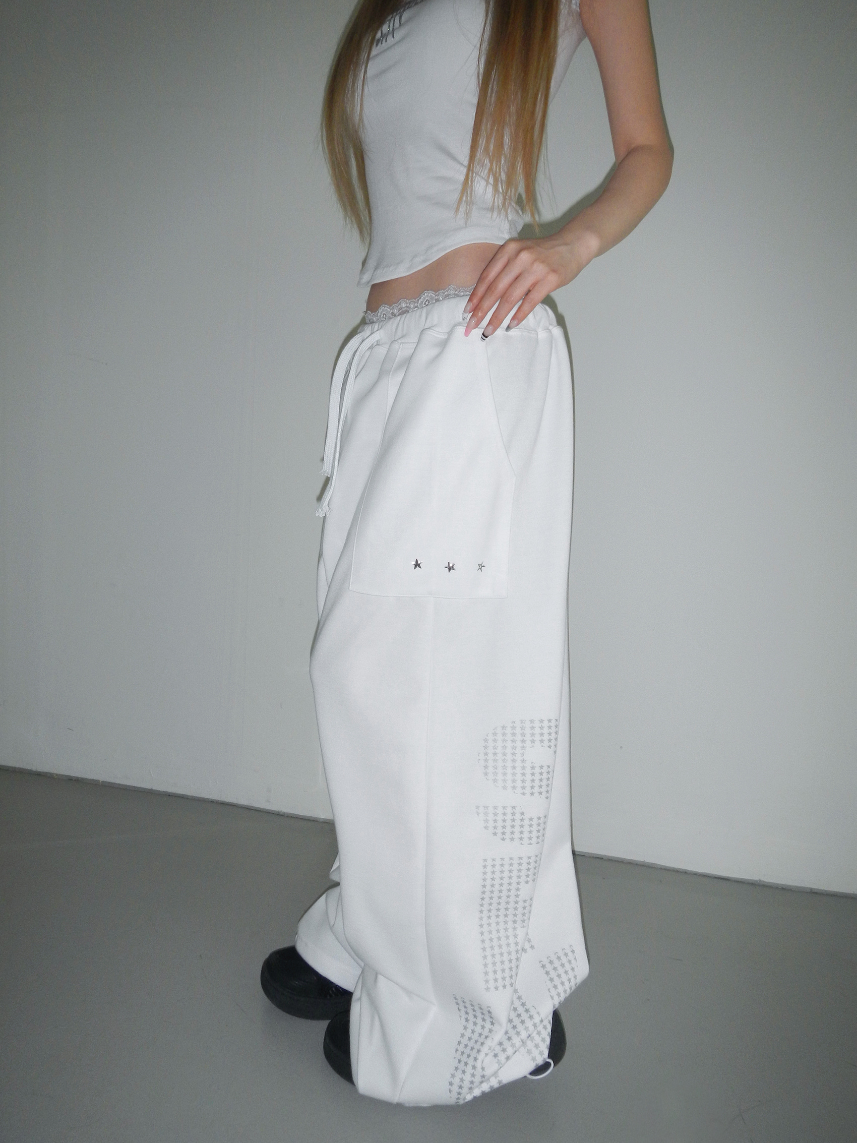 Rhinestone Wide-Leg Sweatpants