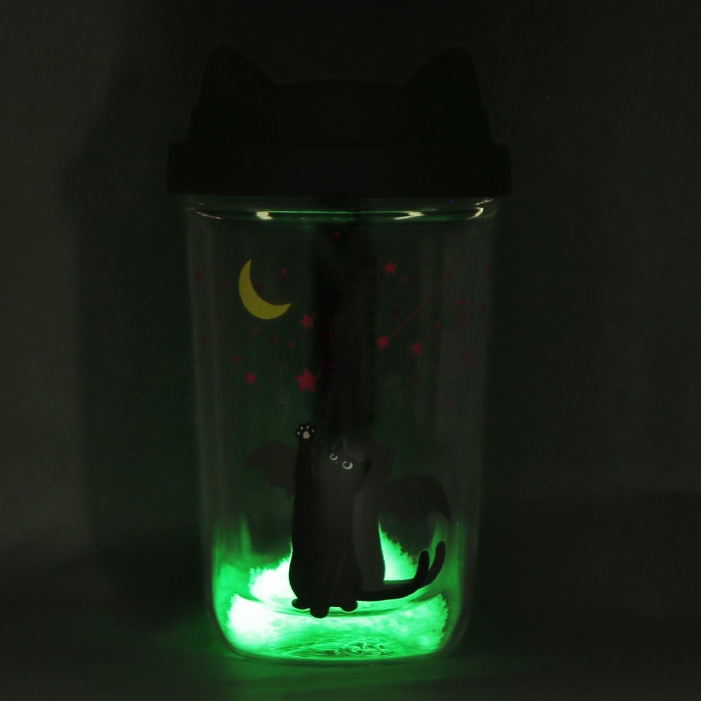 🎀【預訂】Starbucks JP MOON LIGHT HALLOWEEN 貓咪夜光雙層隔熱玻璃杯 355ml