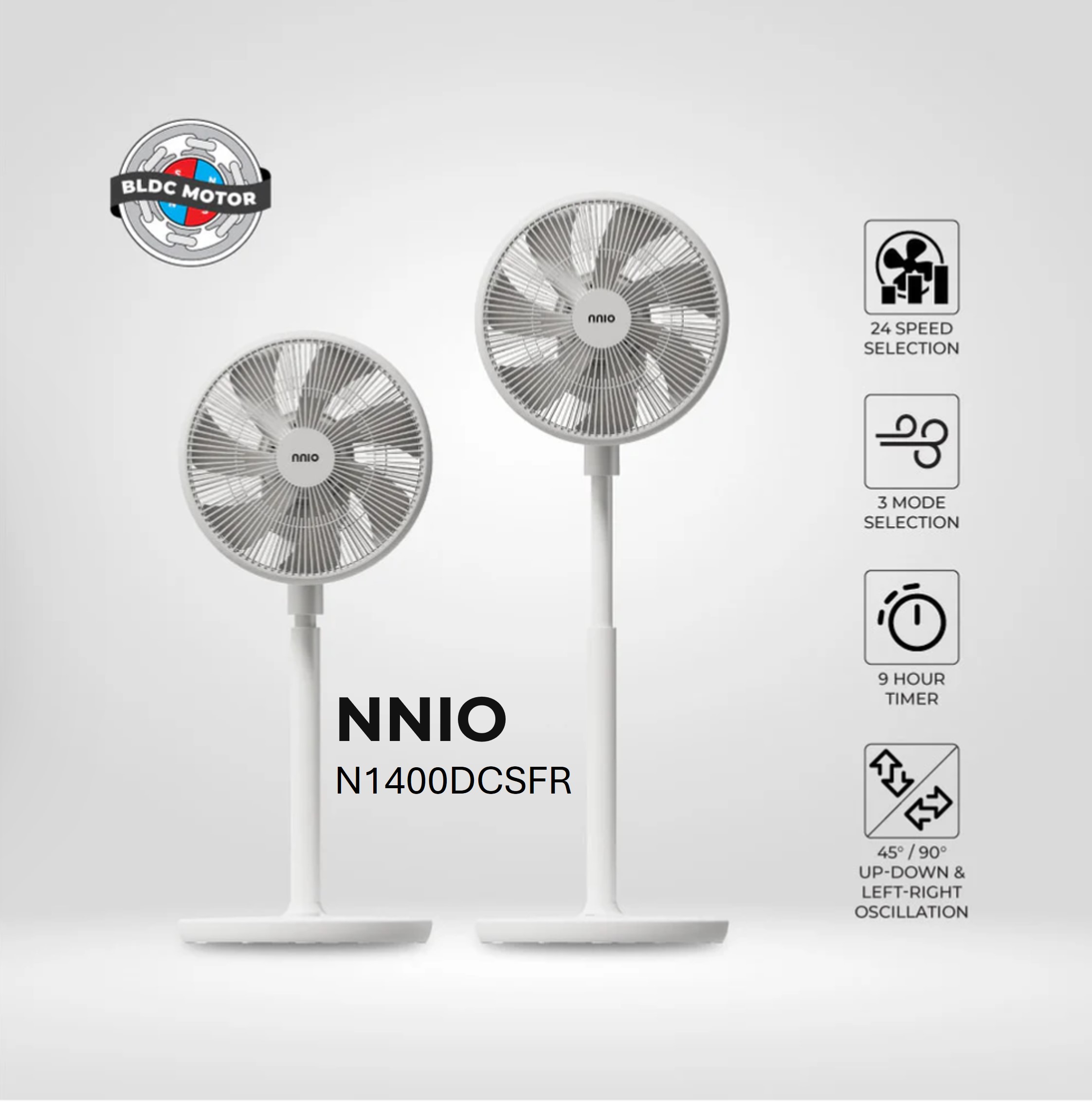 14'' BLDC Motor 3D Osc Air Circulator with Remote Control, Height Adjustable (N1400DCSFR)