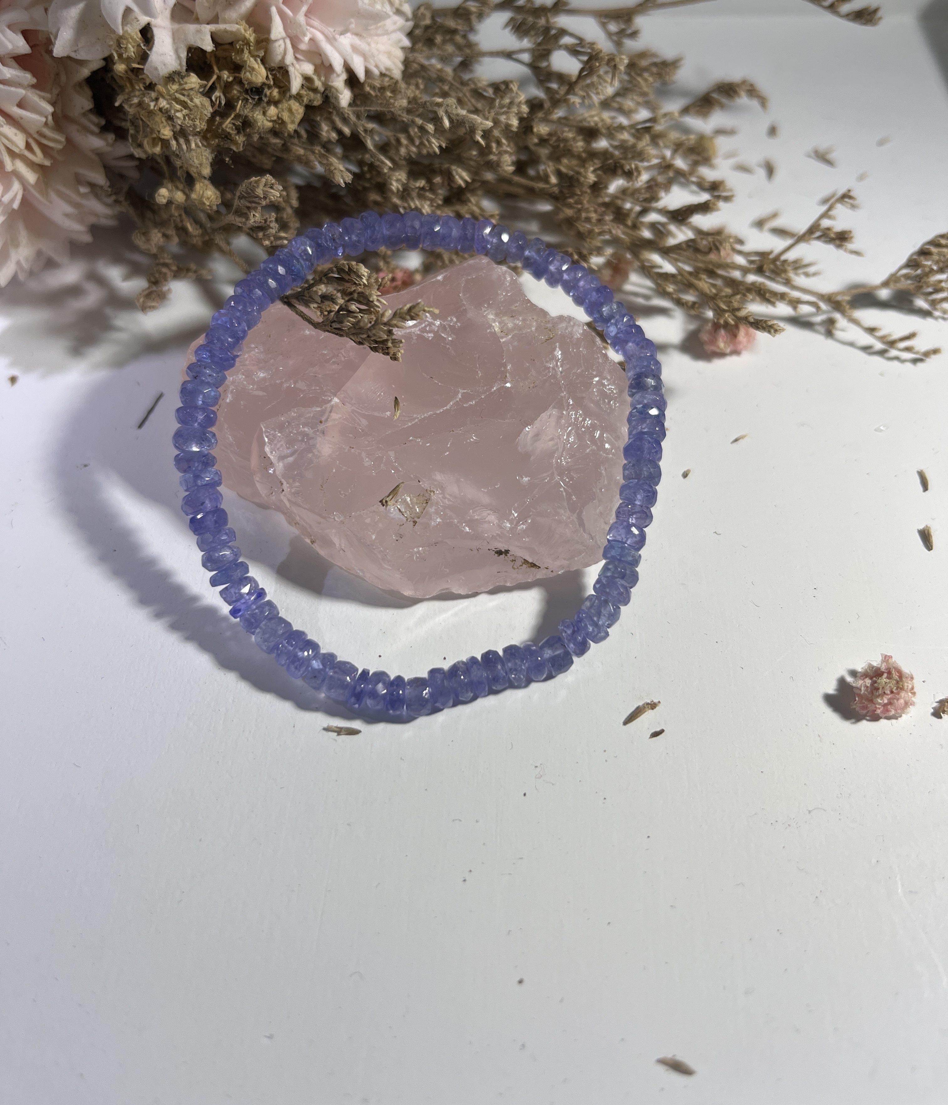 高品質透體坦桑石切面算盤珠 4m+