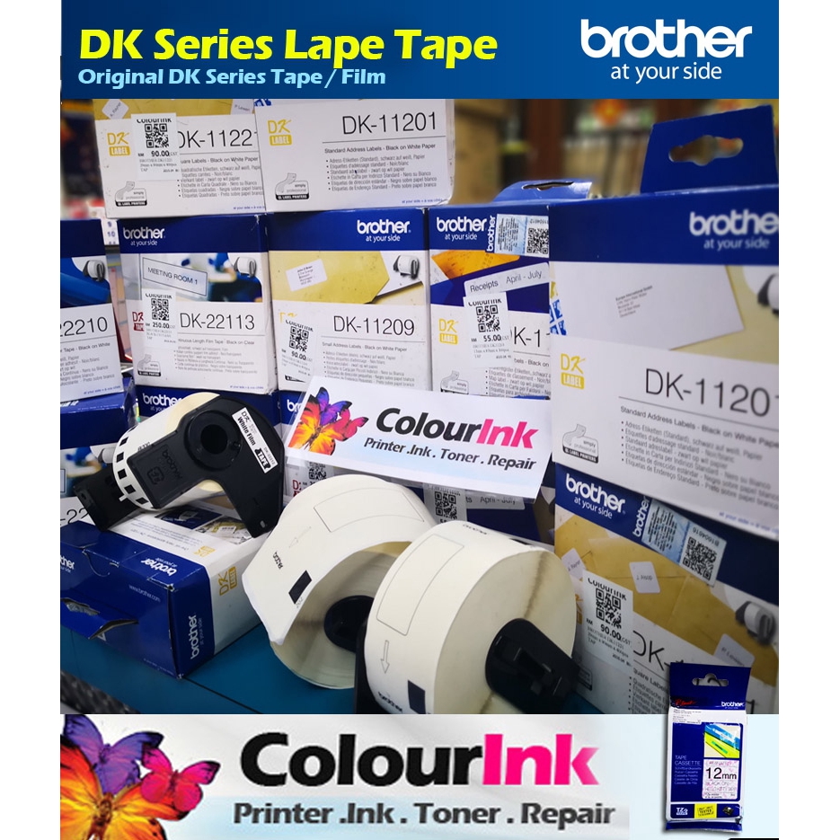 Brother Original Label Film Tape DK11203 (Black On White)QL550/QL570/QL700/QL720/QL800/QL820NWB/11203/DK 11203/DK-11203