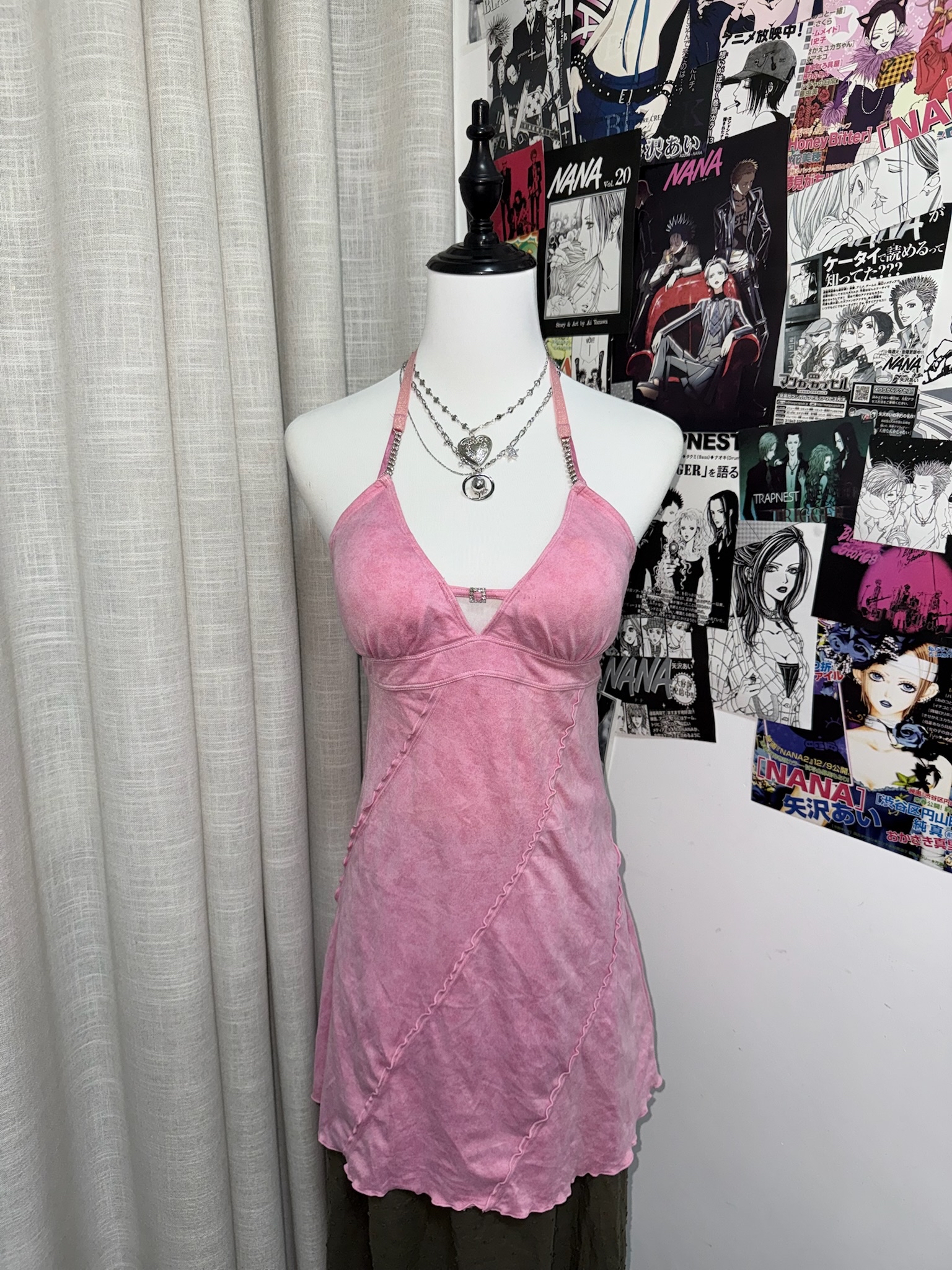 Y2K Pink Beaded chain Dress