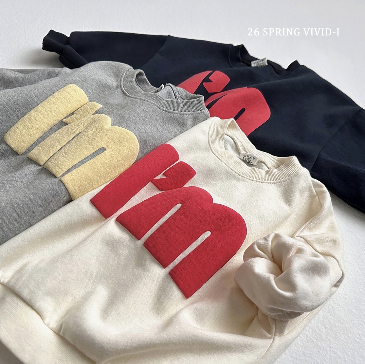 🌸預訂 韓國直送🌸🇰🇷VIVIDI三色立體字母印花寬鬆衛衣