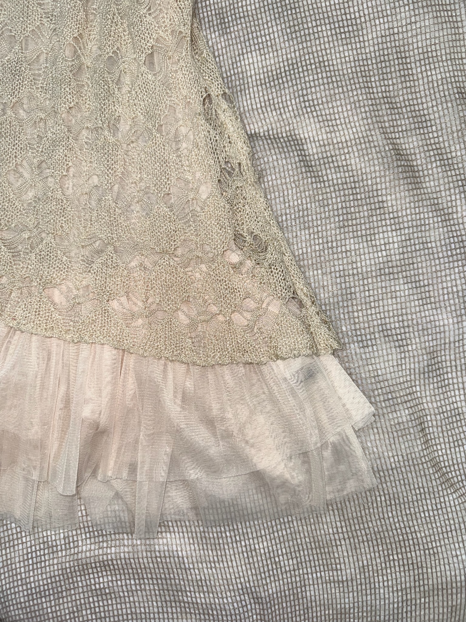 Mori Girl Crochet Lace Tiered Tutu Dress
