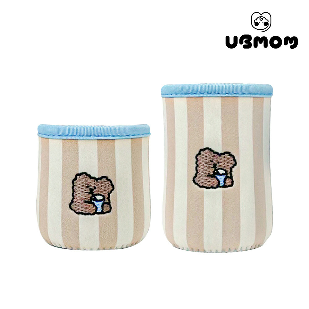 UBMOM 吸管杯保溫套 - 朱古力色 (熊仔刺繡)