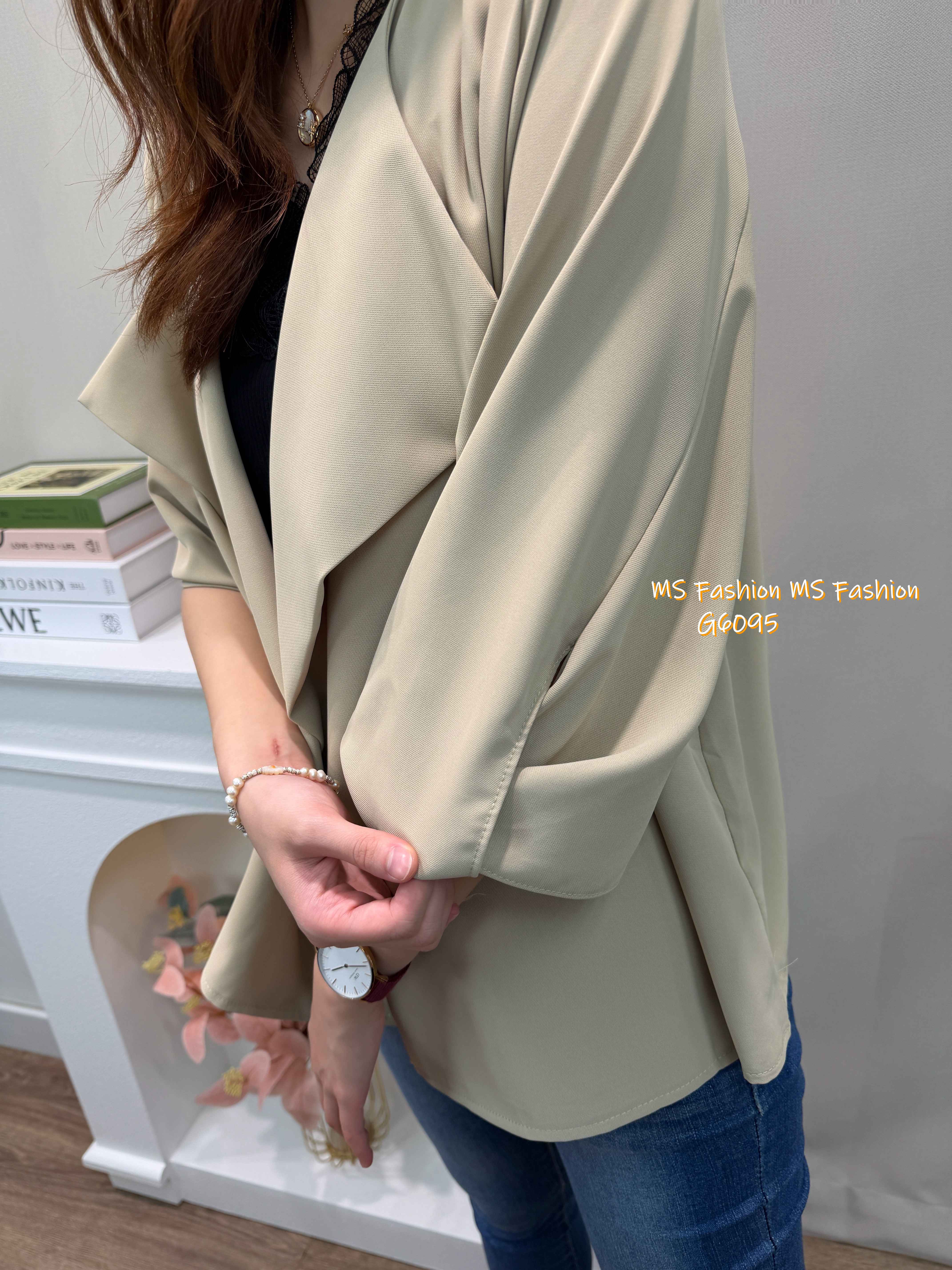 G6095 韓國🇰🇷開胸扭結袖薄外套