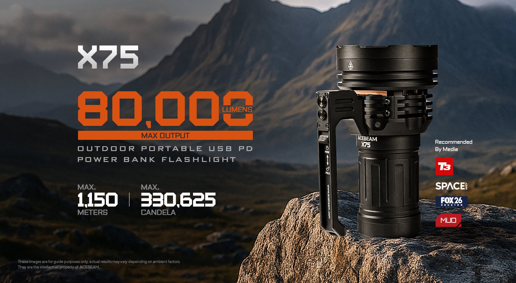 Acebeam X75 Brightest Power Bank Flashlight