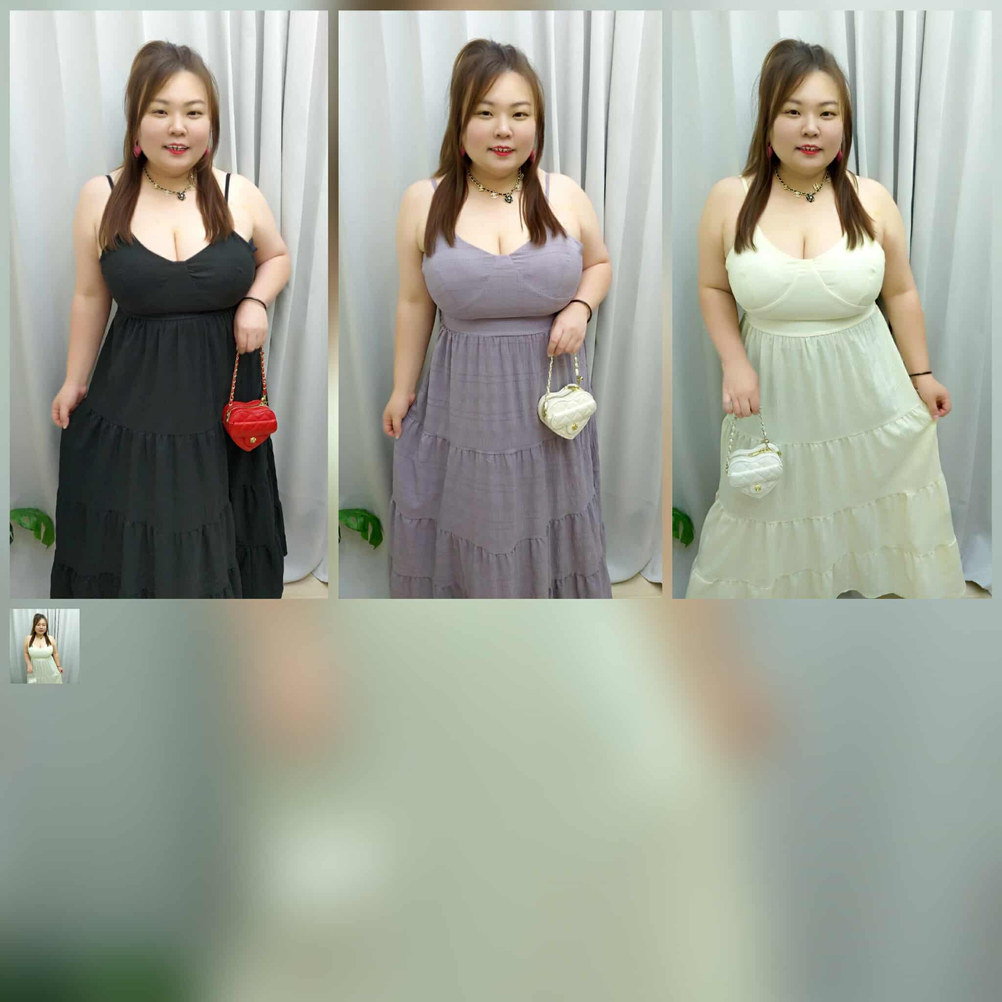 TW#6026 后小性感附垫吊带连衣裙