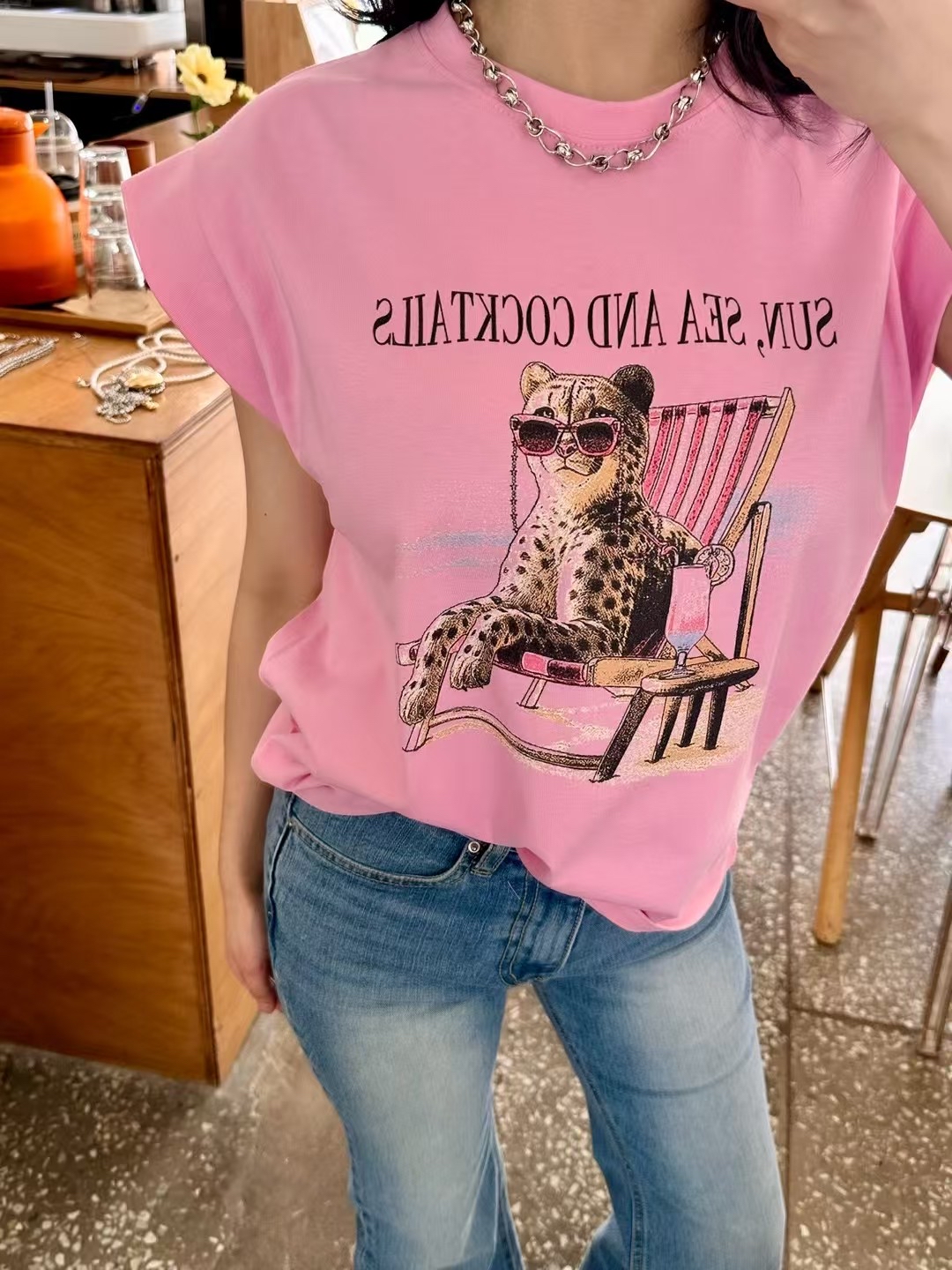 🇰🇷K5583 cotton印卡通膊短袖tee