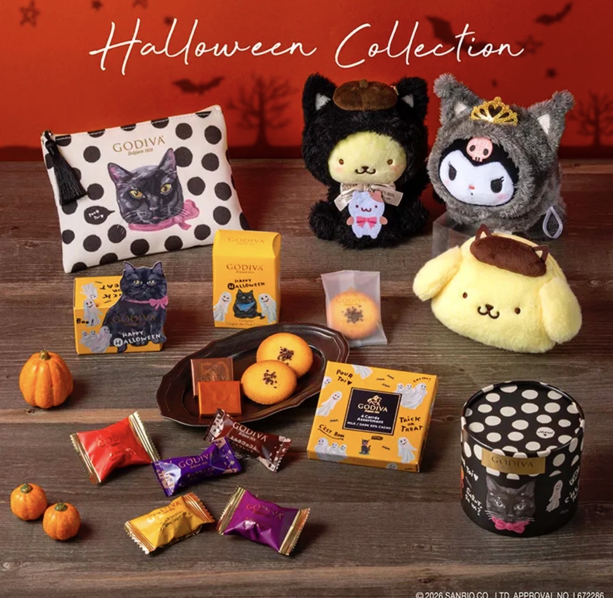🎀【預訂】Godiva Black Cat Collection Pompompurin公仔掛飾 & 朱古力