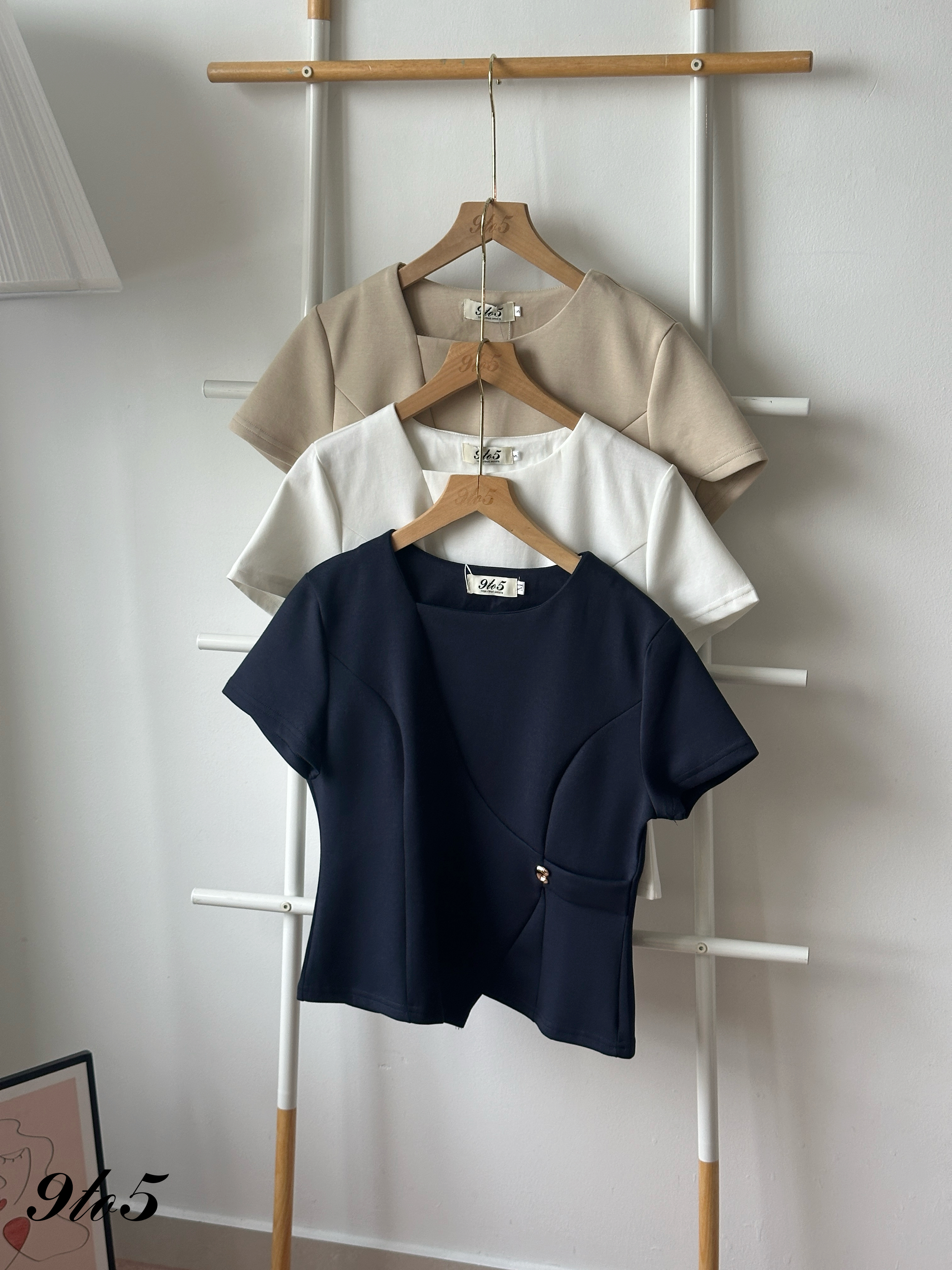 T4358 Irregular Collar Peplum Top - 3 Colors 