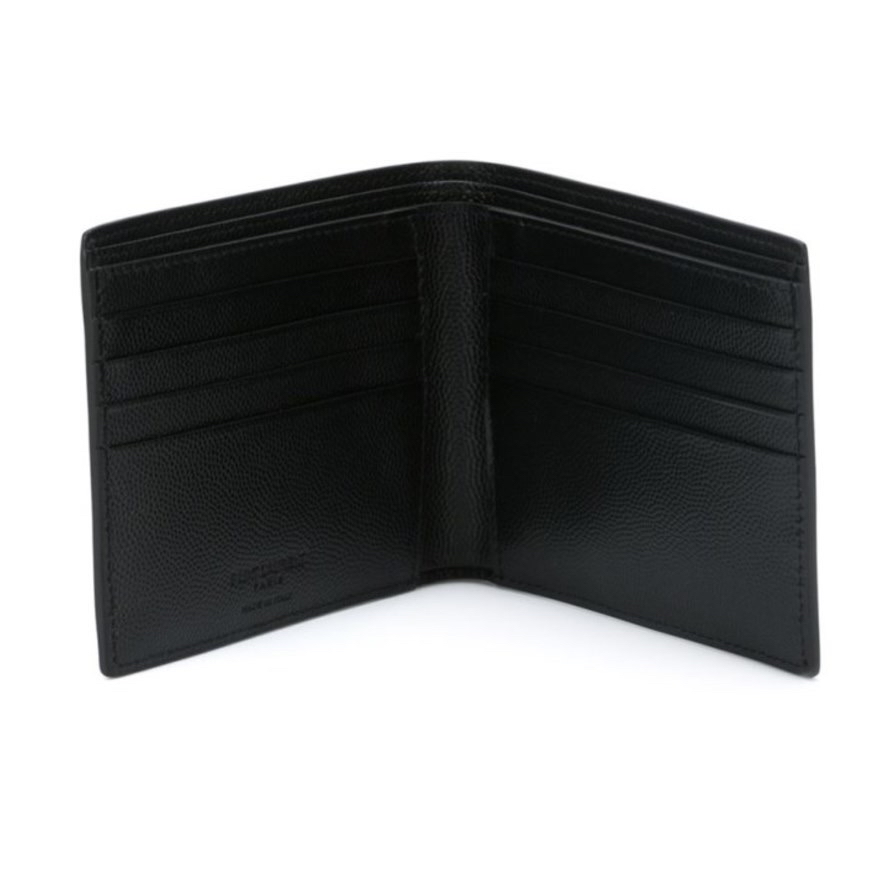 Saint Laurent 皮款黑色8卡短款銀包