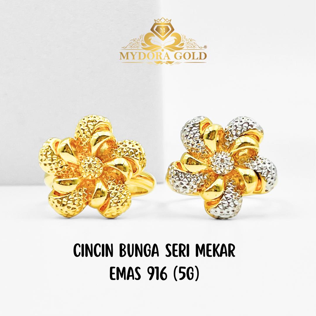 MYDORA Cincin Bunga Seri Mekar (5G) l EMAS 916/ 22K