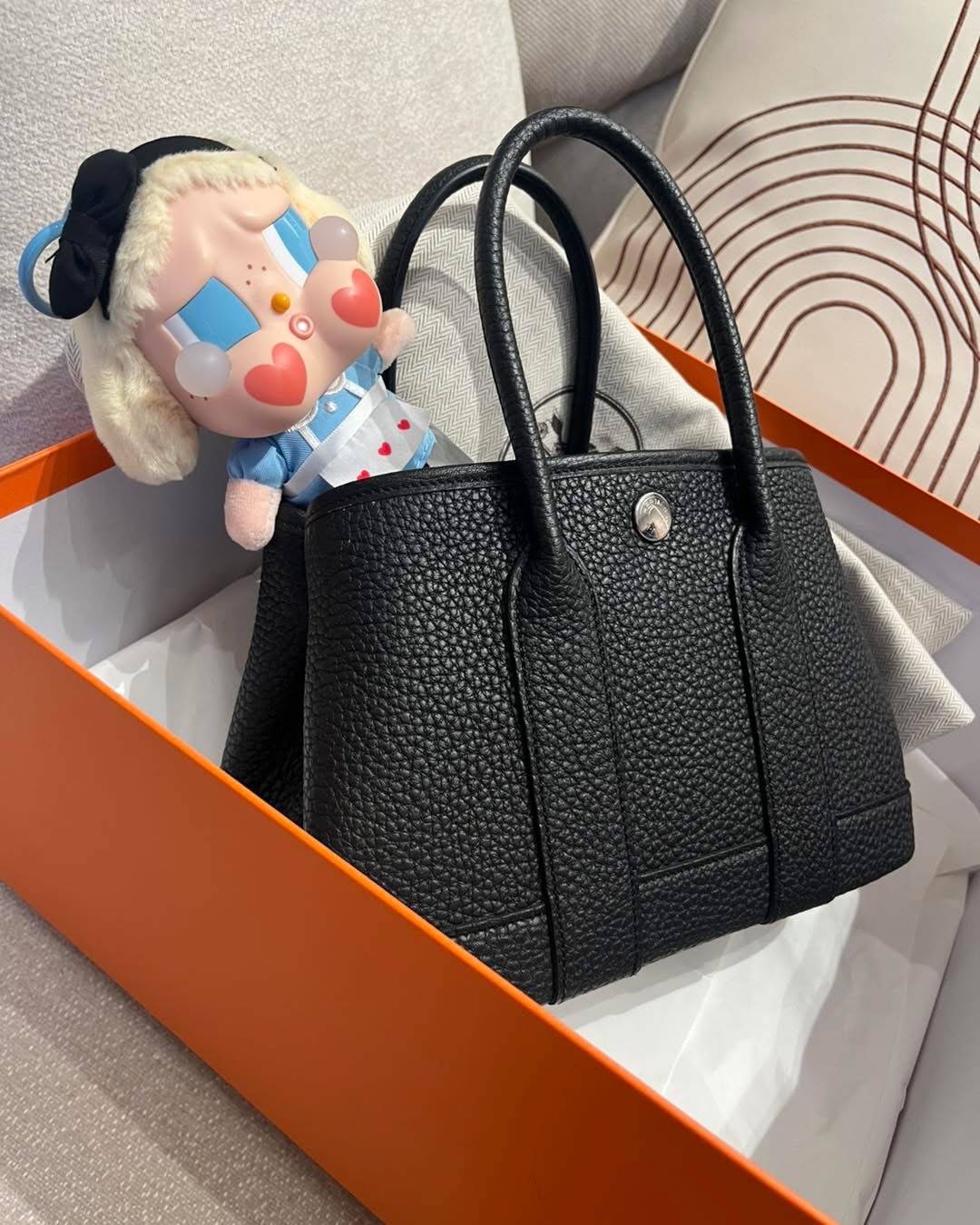 Hermes mini garden party 黑色銀扣 100%Authentic, unused 未使用 ✅專門店收據✅塵袋✅box