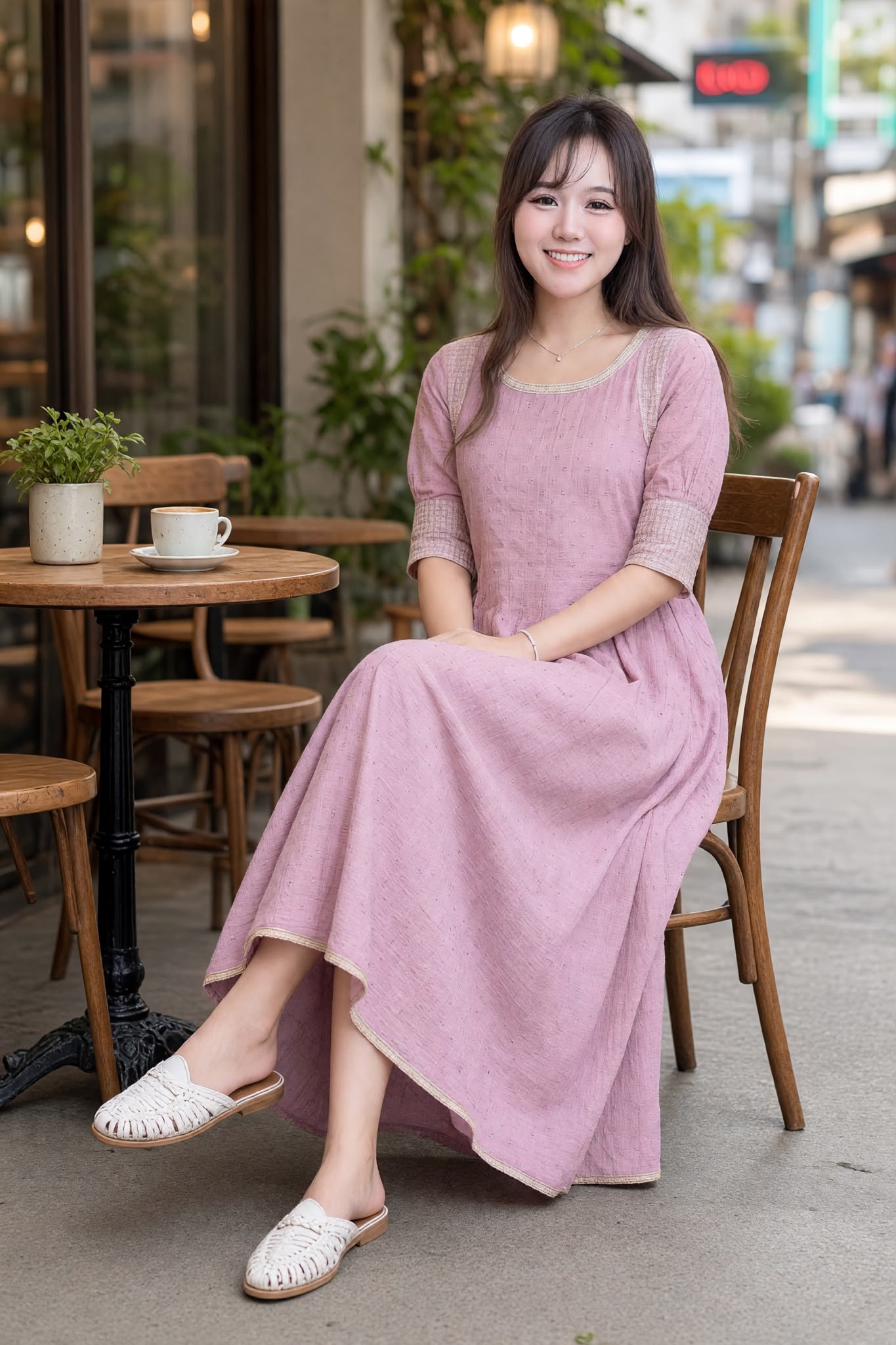 3539 Dried Rose Plain Color Pleated Chest OP 49"