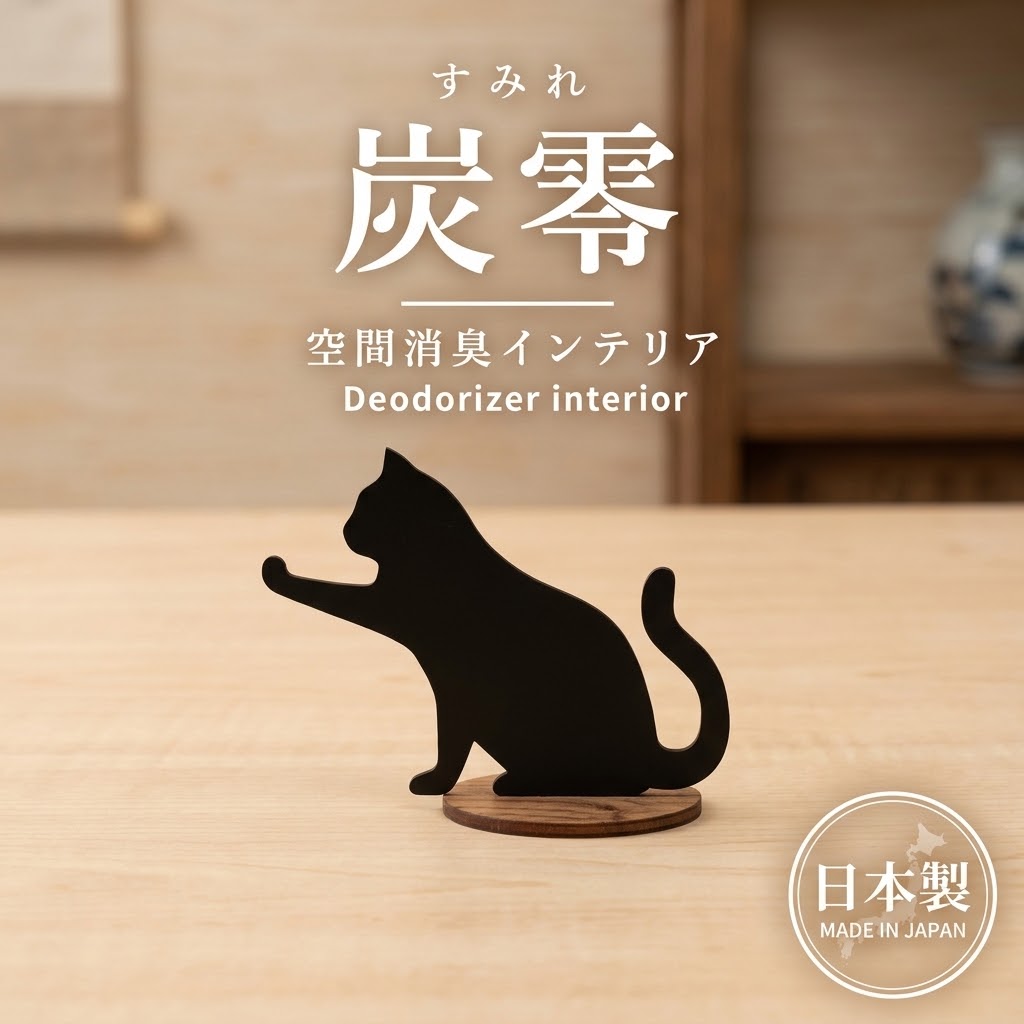 🔥🔥【日本製《塚崎修商店》炭零天然木炭立體貓咪除臭擺設】