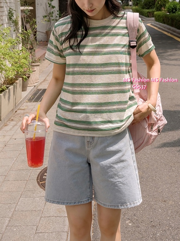 G6537 靚色橫間tee仔