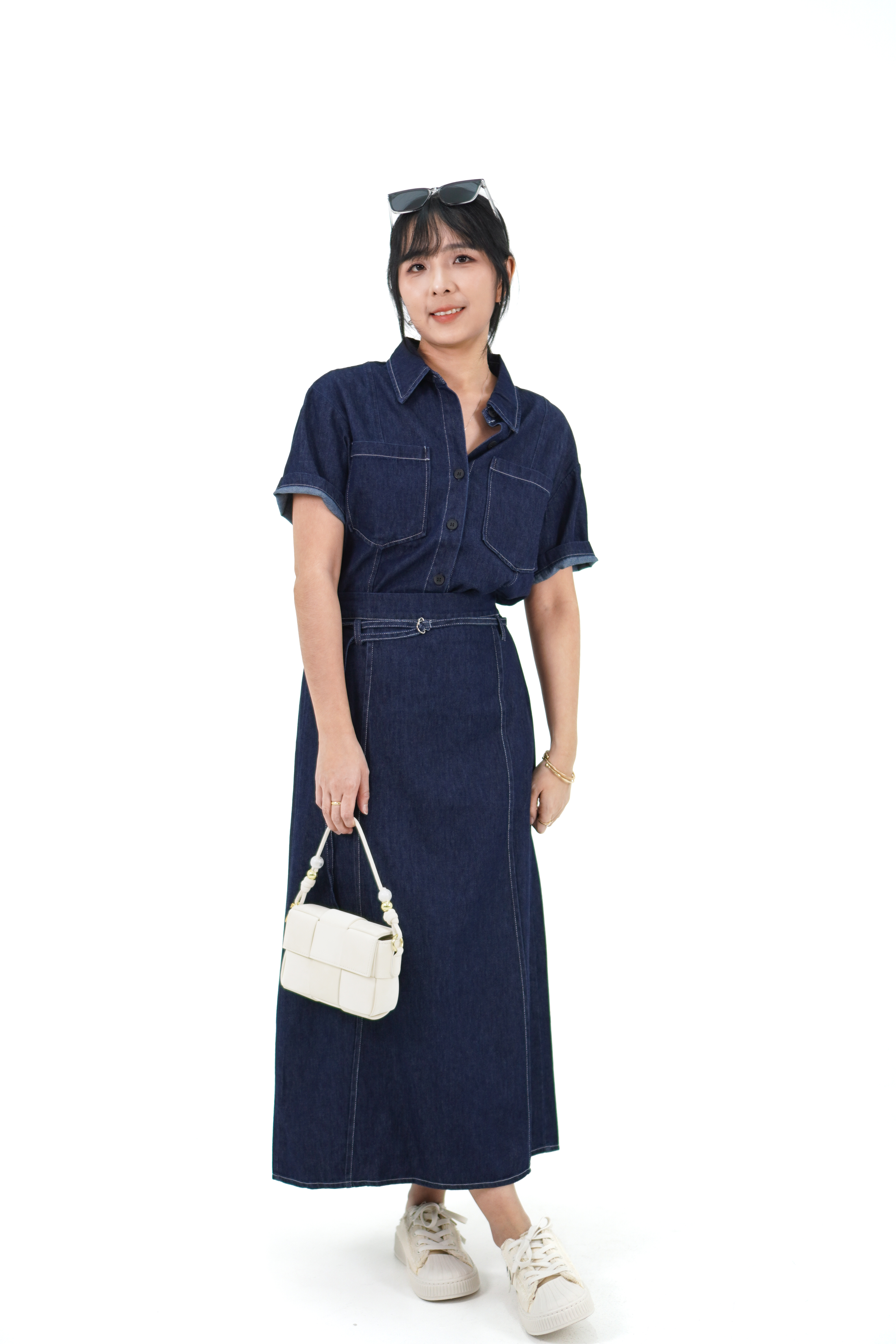 短袖牛仔上衣+半裙套装