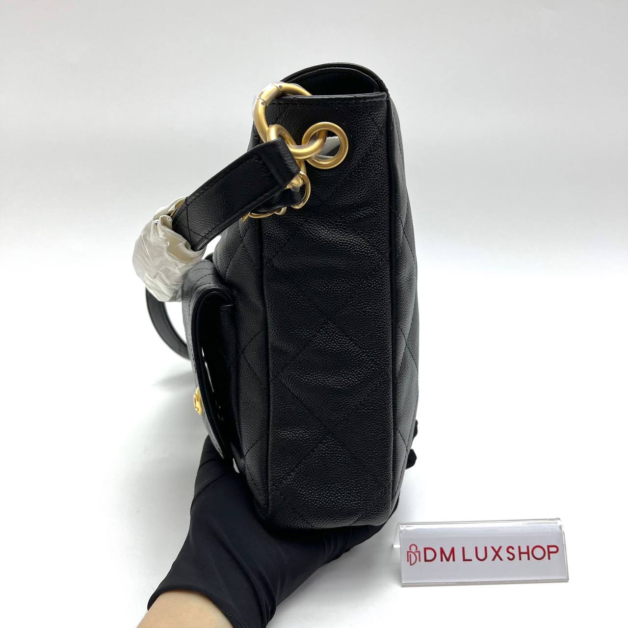 Chanel 25P Black Caviar Supple Twins Hobo GHW (Microchip)