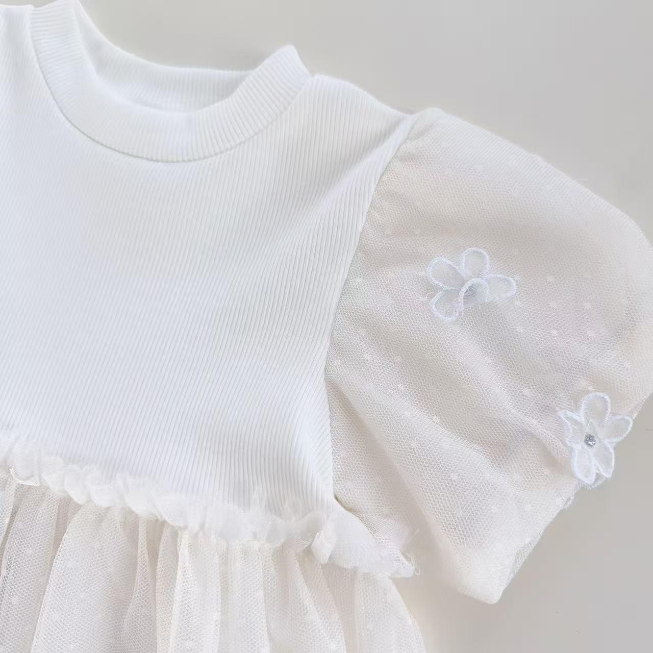 日單女童網紗泡泡袖連衣裙