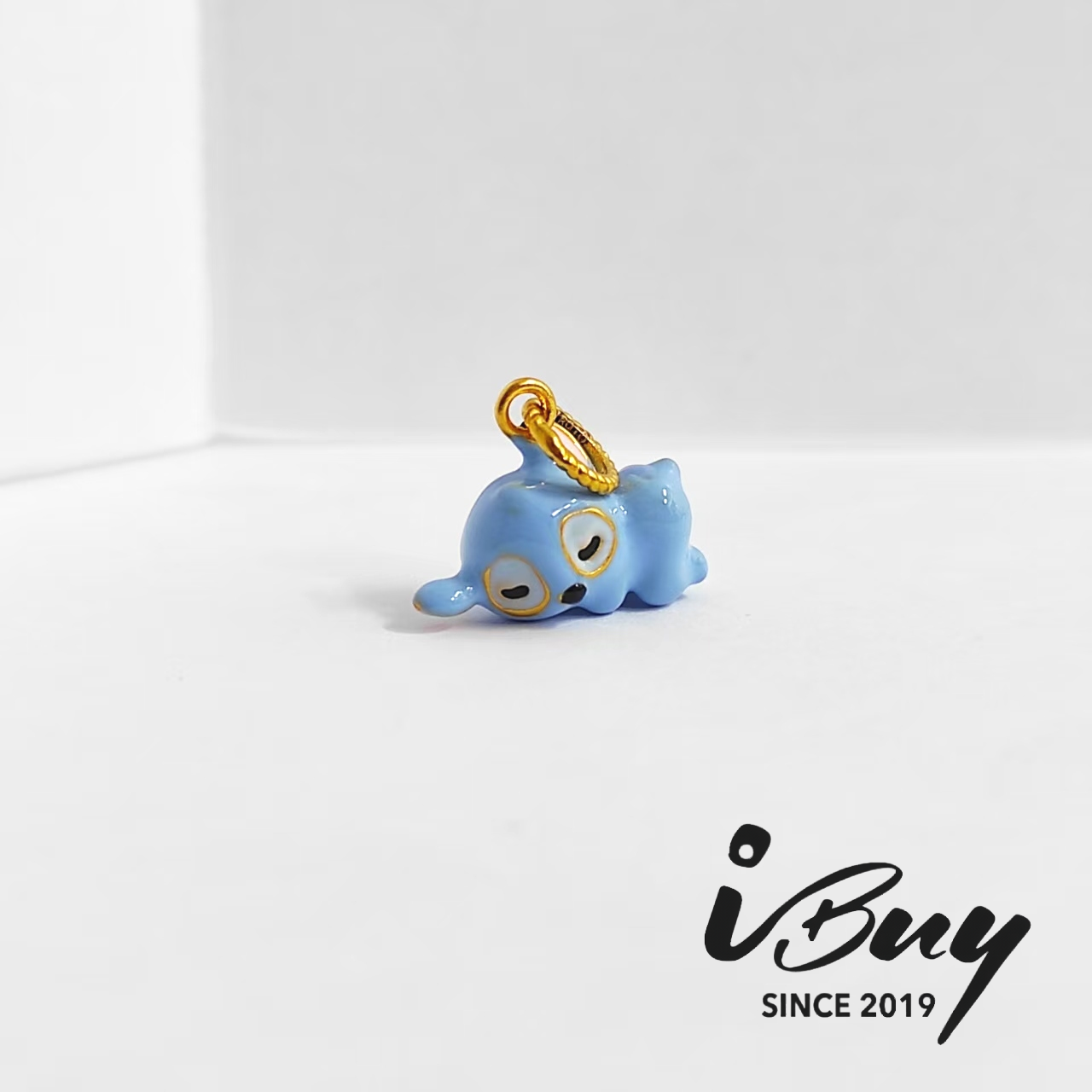 916HARD GOLD SLEEPING STITCH BLUE CHARM BEAD 916 硬金 趴趴睡史迪奇串咀