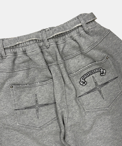 Destroyed Raw-Edge Joggers - Gray