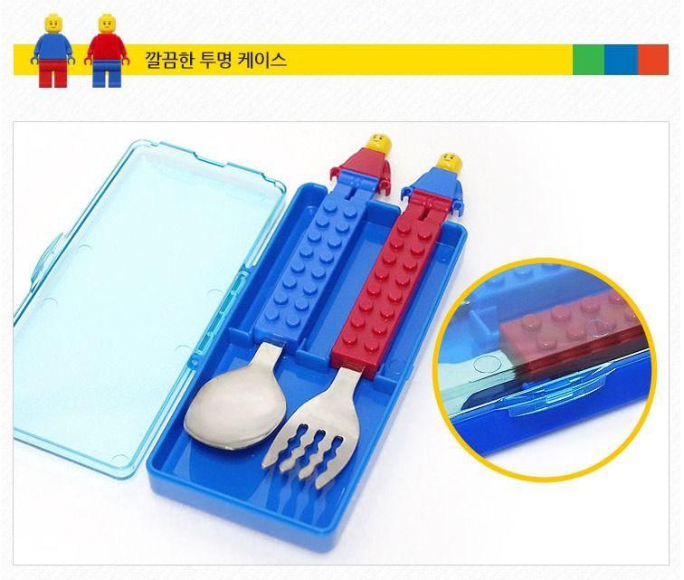 韓國直送🇰🇷 LegoOxford 樂高積木餐具盒3件套裝 叉+匙 (連透明收納盒)