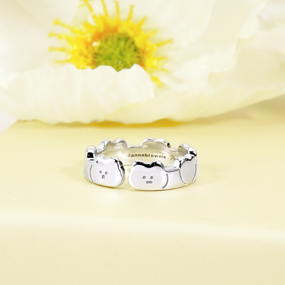📦訂購 台灣限定 STORY 故事銀飾 布朗尼經典系列 麵包熊&巧克熊愛心純銀戒指