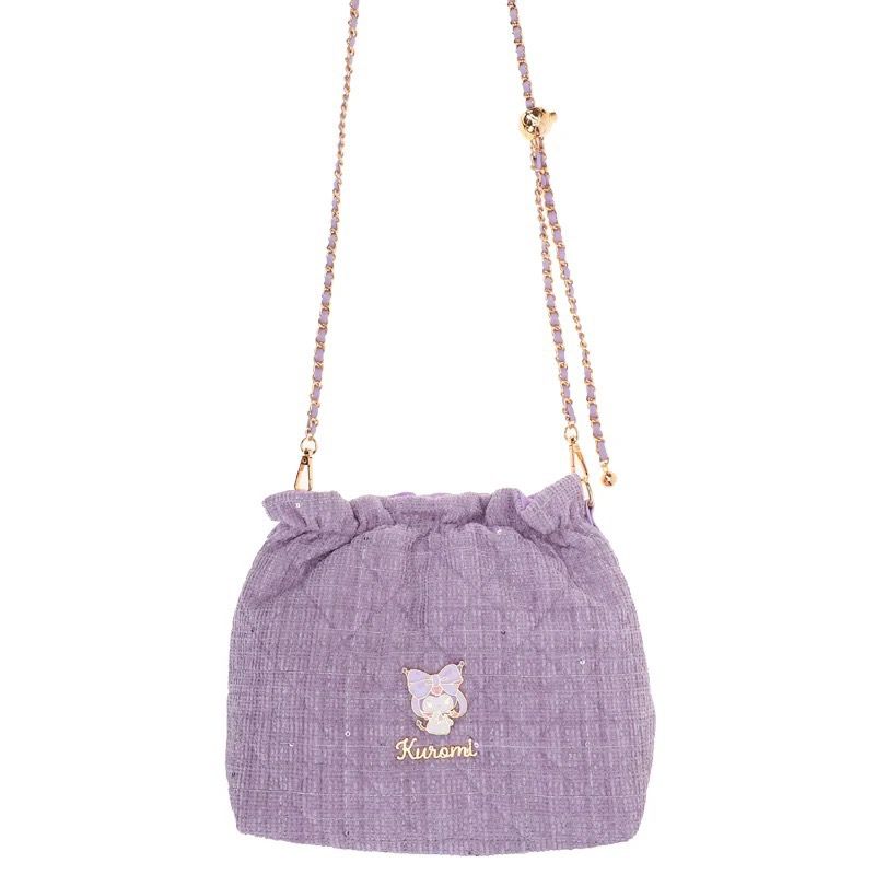 Kuromi 粉紫色絨布金球水桶袋
