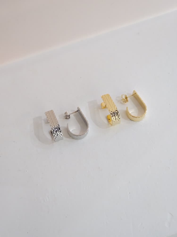 Hammered Huggie Hoops Stud Earrings