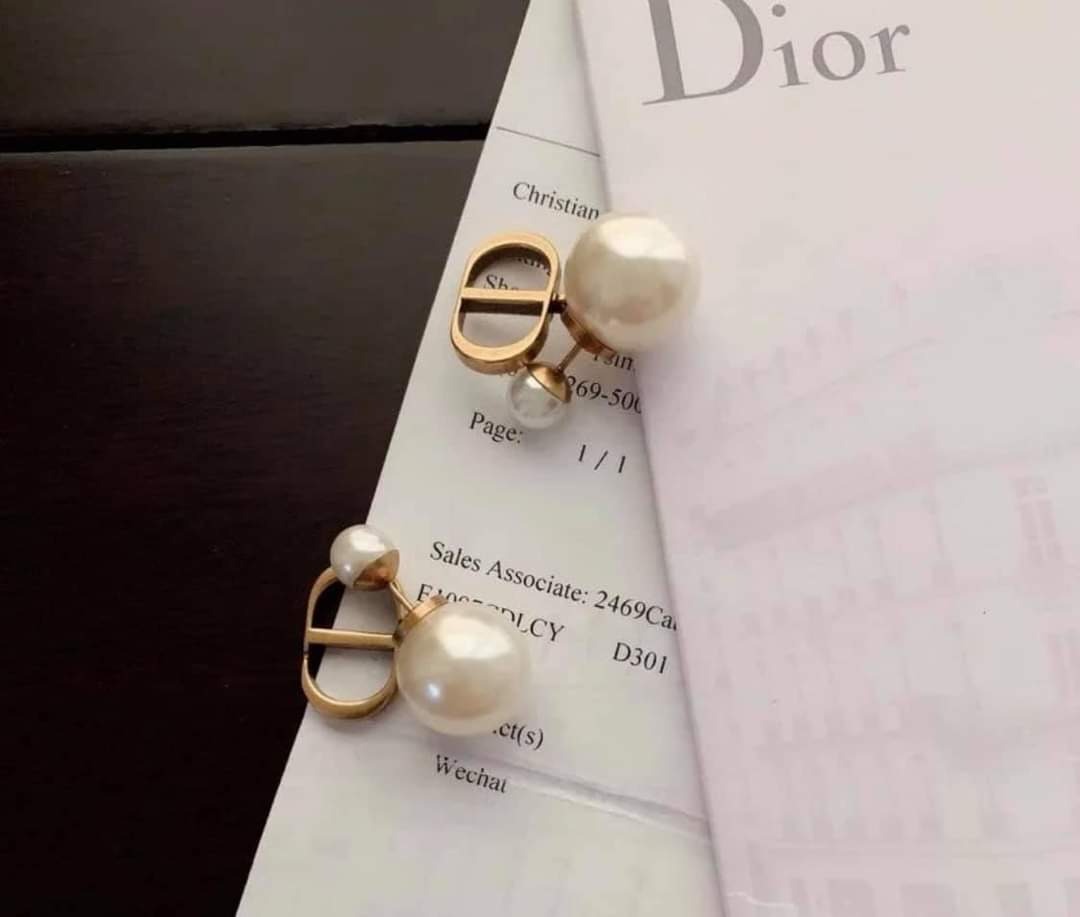 【現貨】DIOR TRIBALES 復古金屬珍珠耳環 連禮盒