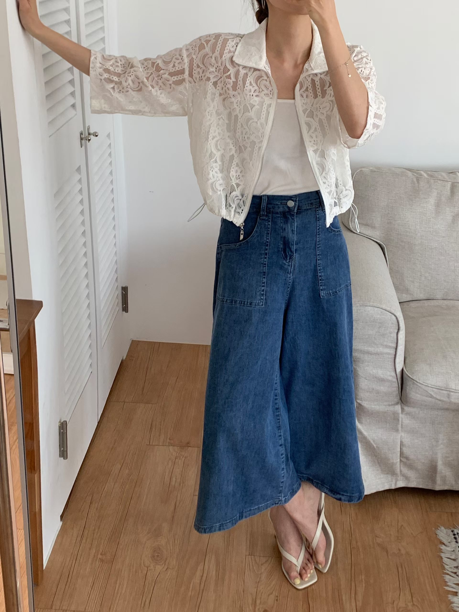 CT29 後橡筋腰半截A字裙褲