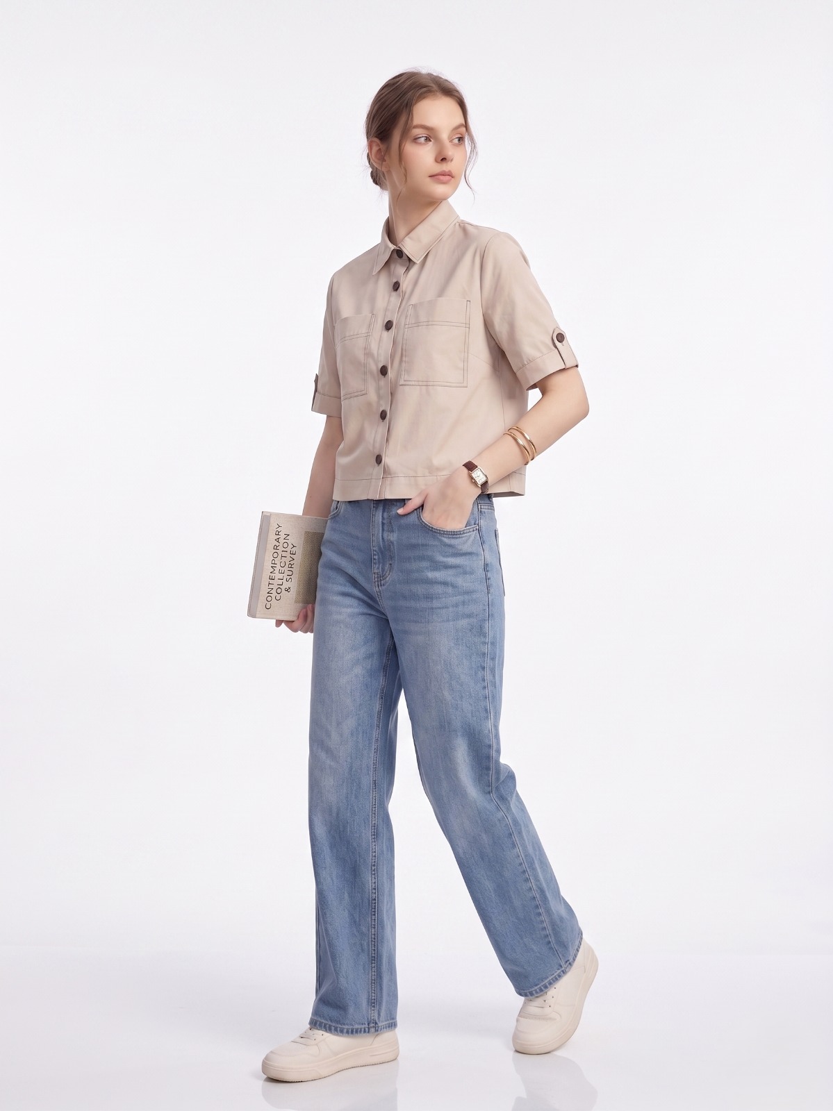 2135BB Celeste Contrast Button Utility Shirt