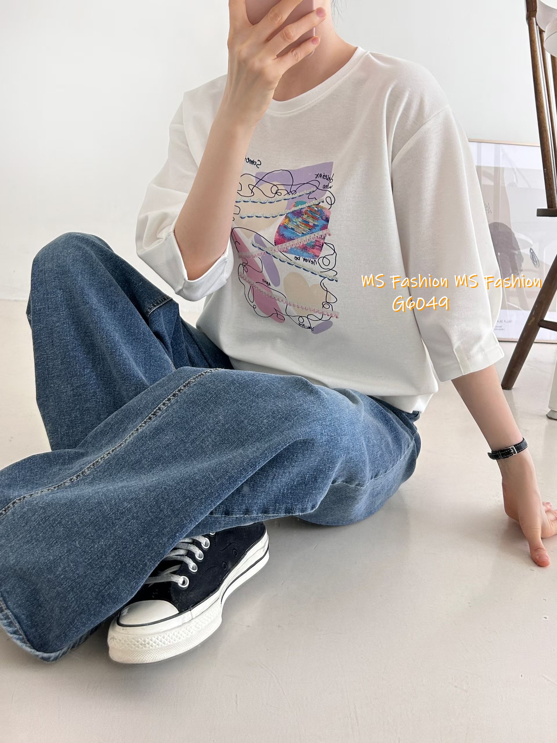 G6049 韓國🇰🇷特色幾何print top