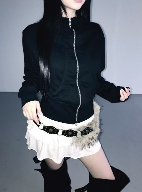 韓國兩層低腰短款蛋糕裙