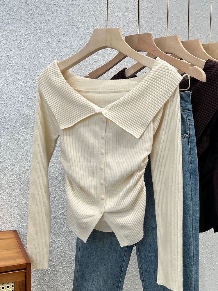 羅紋針織開襟衫  * 翻領針織衫