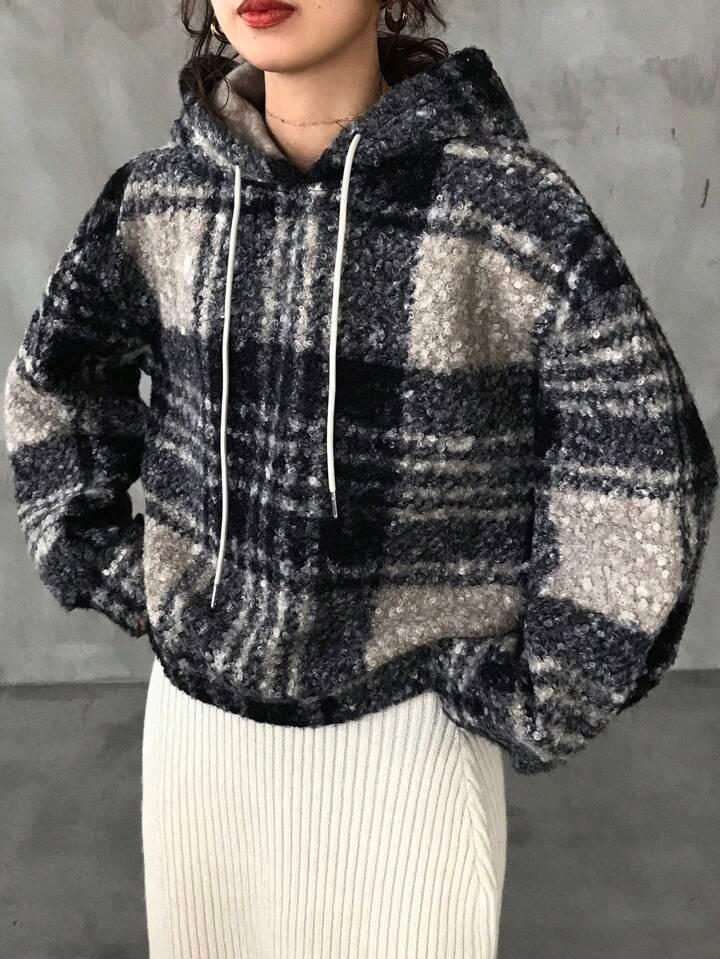 時尚格子連帽上衣